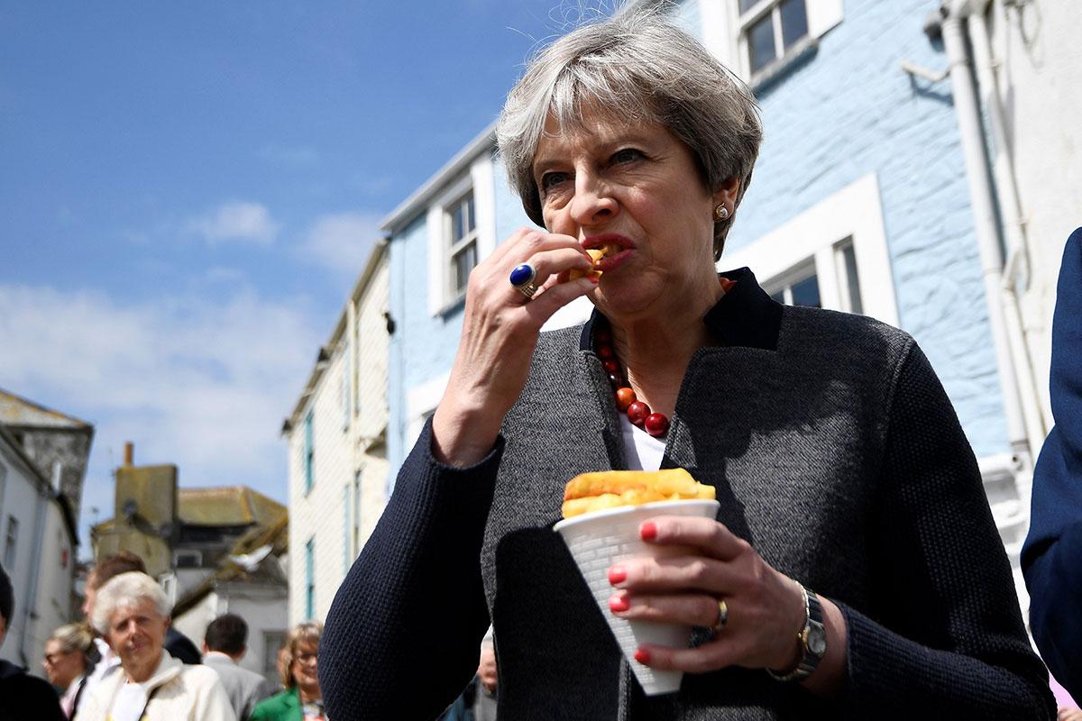 Theresa May video of ex-prime minister eating a chip in Cornwall went viral