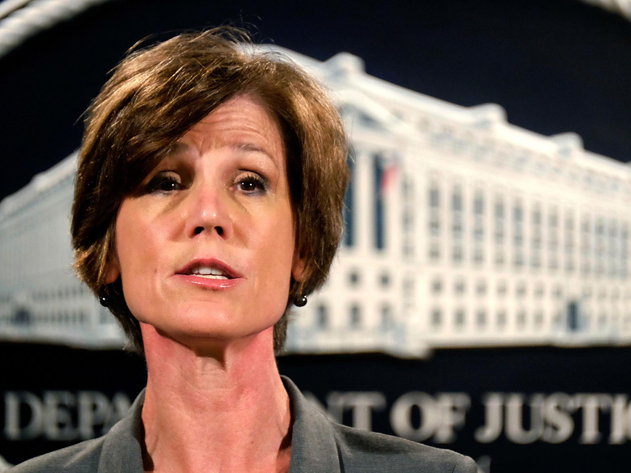 Sally Yates was fired in January for refusing to defend Mr Trump's travel ban