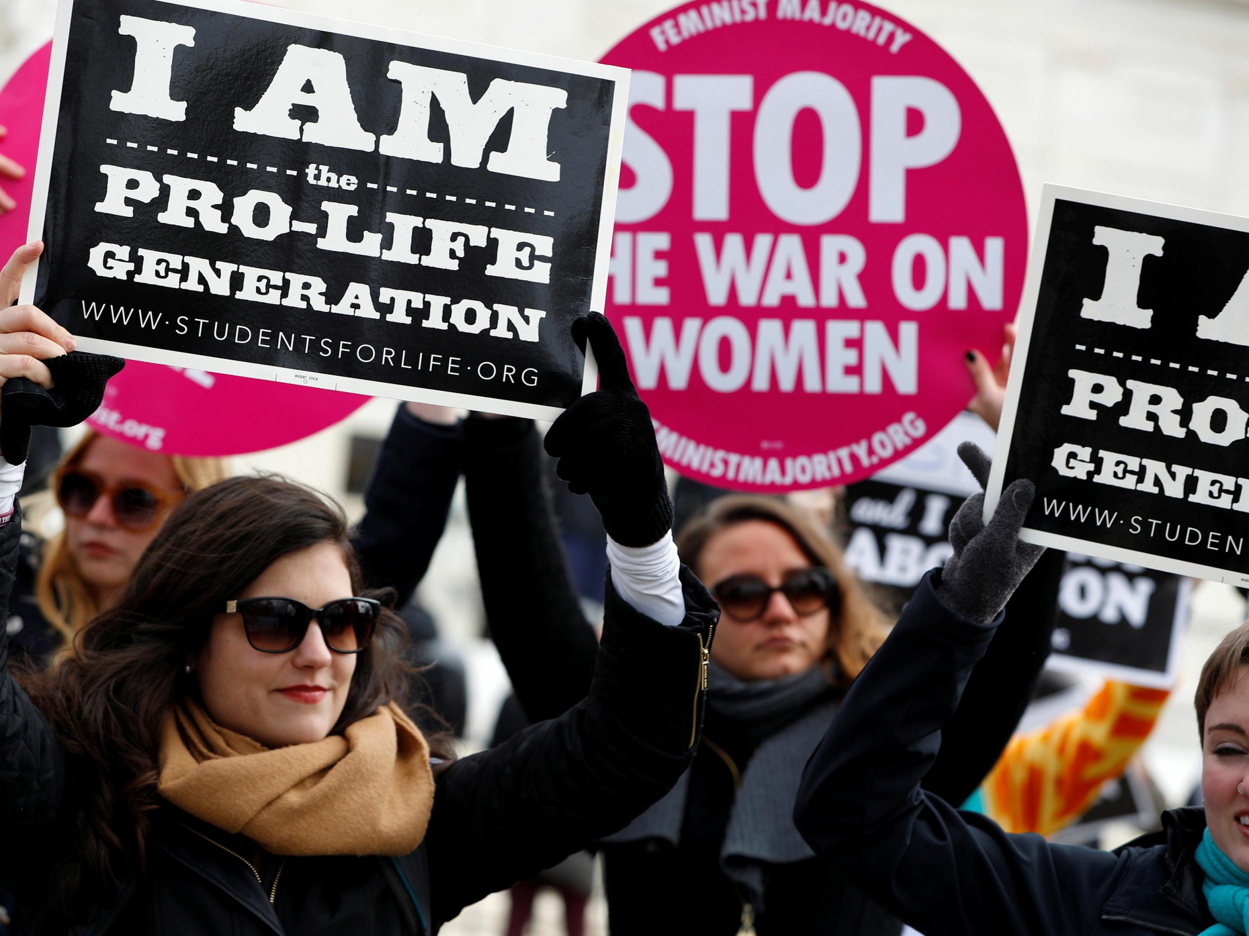 Pro-life activists on the march in Washington, D.C. The issue remains a divisive concern across the US