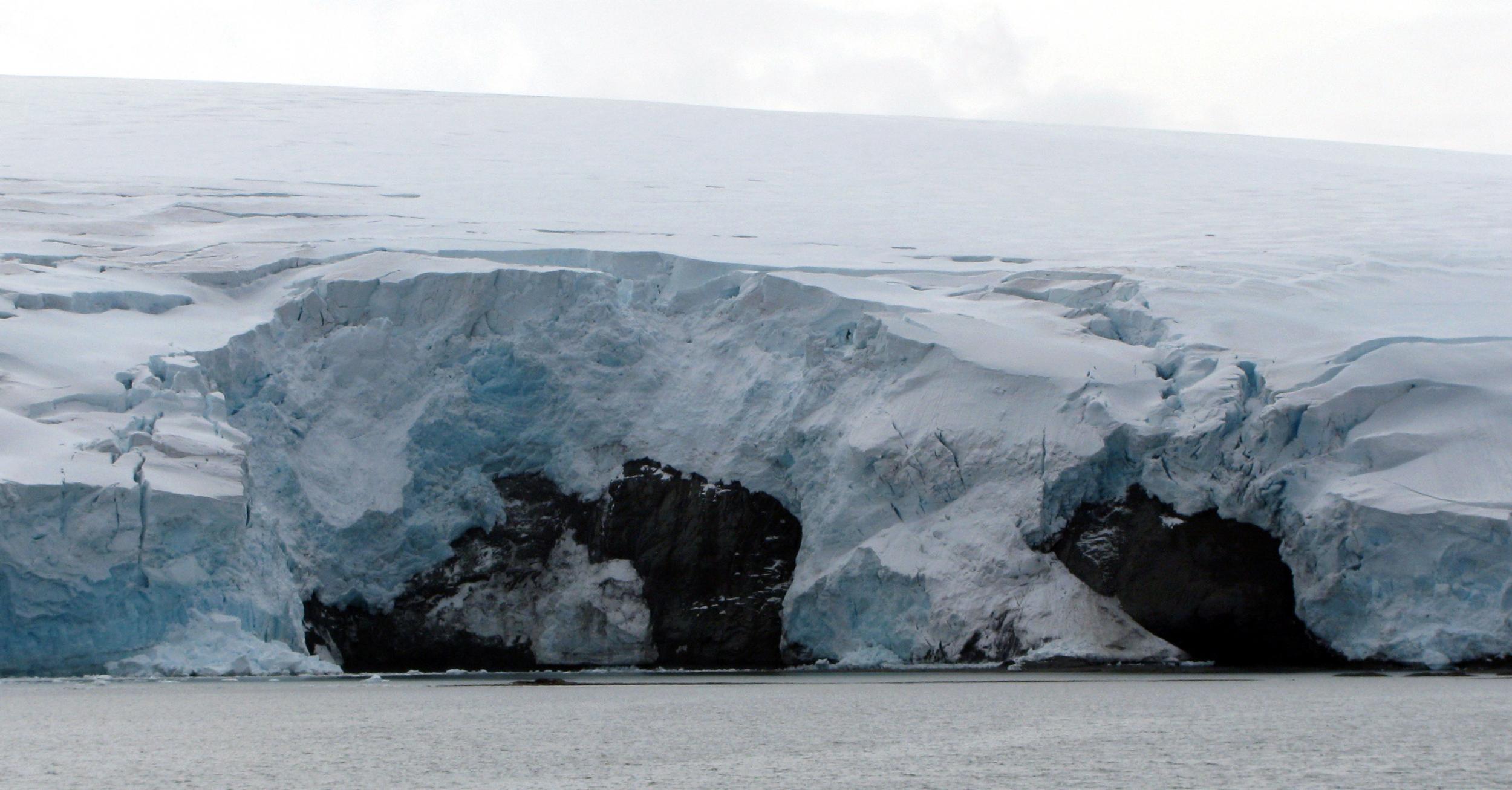 These cracks were seen on the Fourcade glacier near Argentina's Carlini Base in Antarctica.