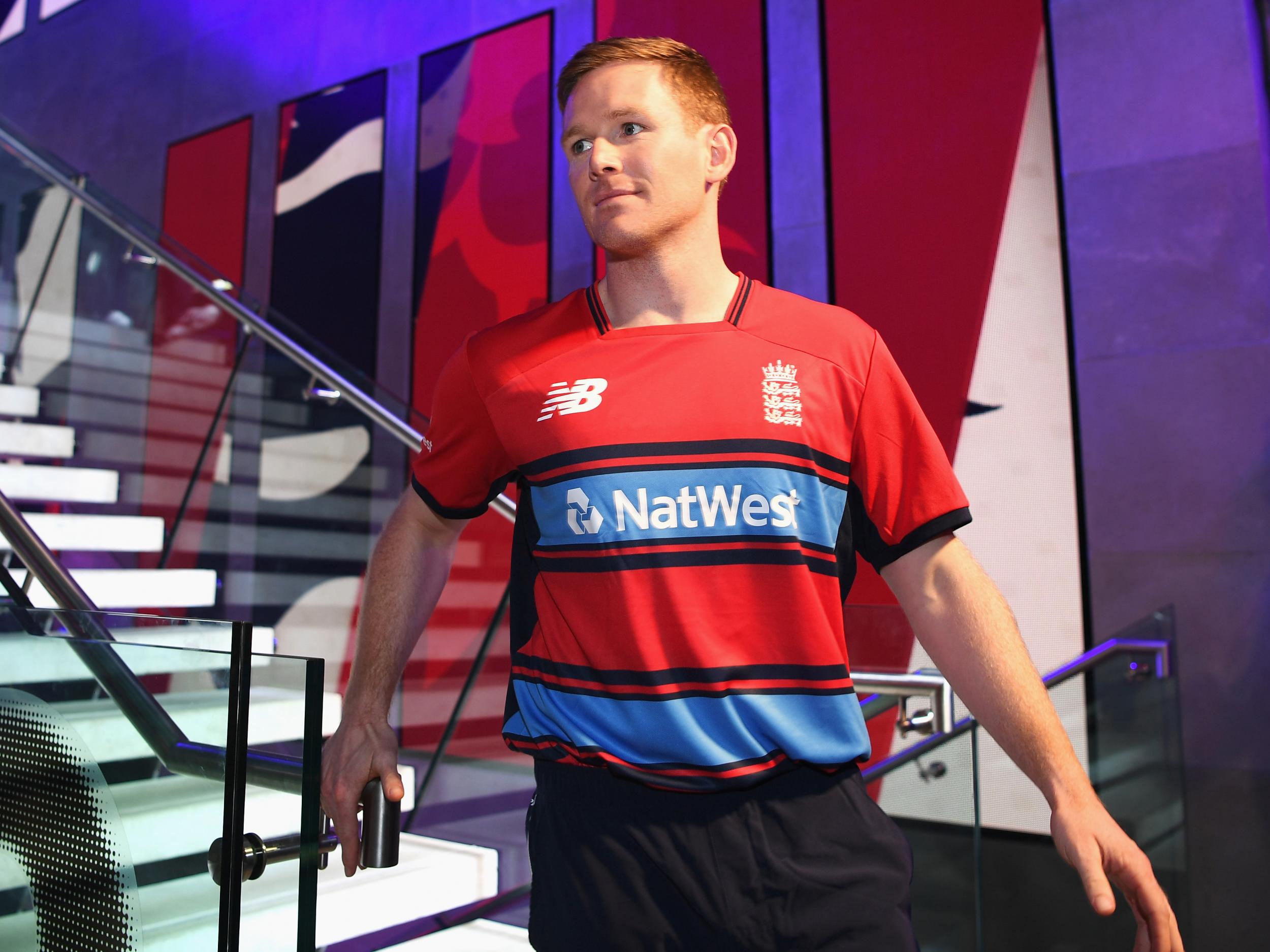 Morgan was in London modelling England's new T20 kit