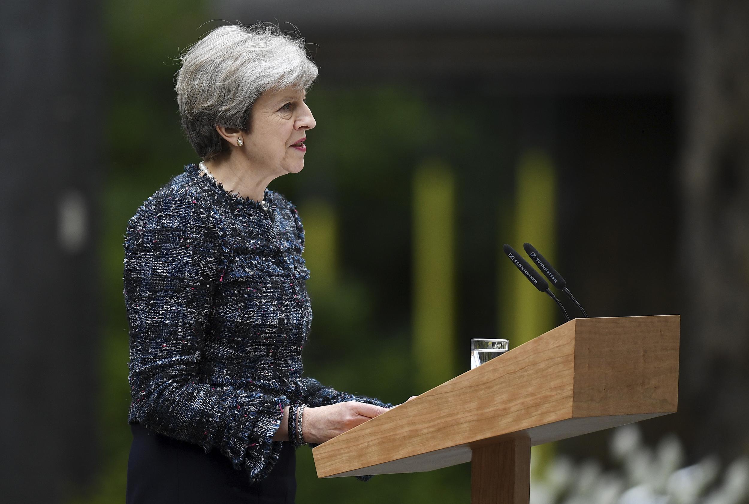 Theresa May delivers her broadside outside Downing Street