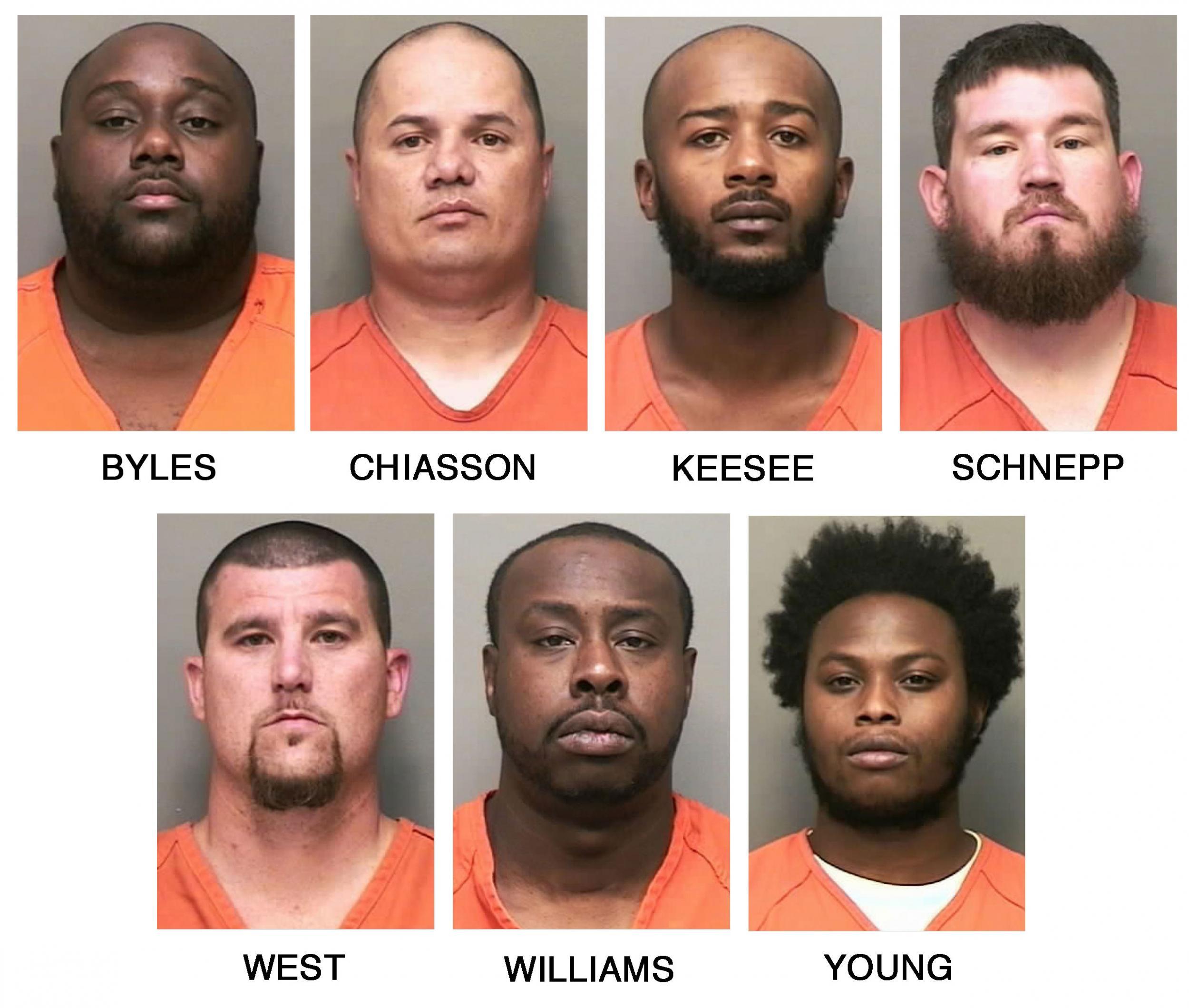 Top row from left: William L Byles, Kenneth Chiasson, Antwon D Keesee and Jonathan Schnepp; bottom row from left: Roger D West, Prentice L Williams and Joshua Young