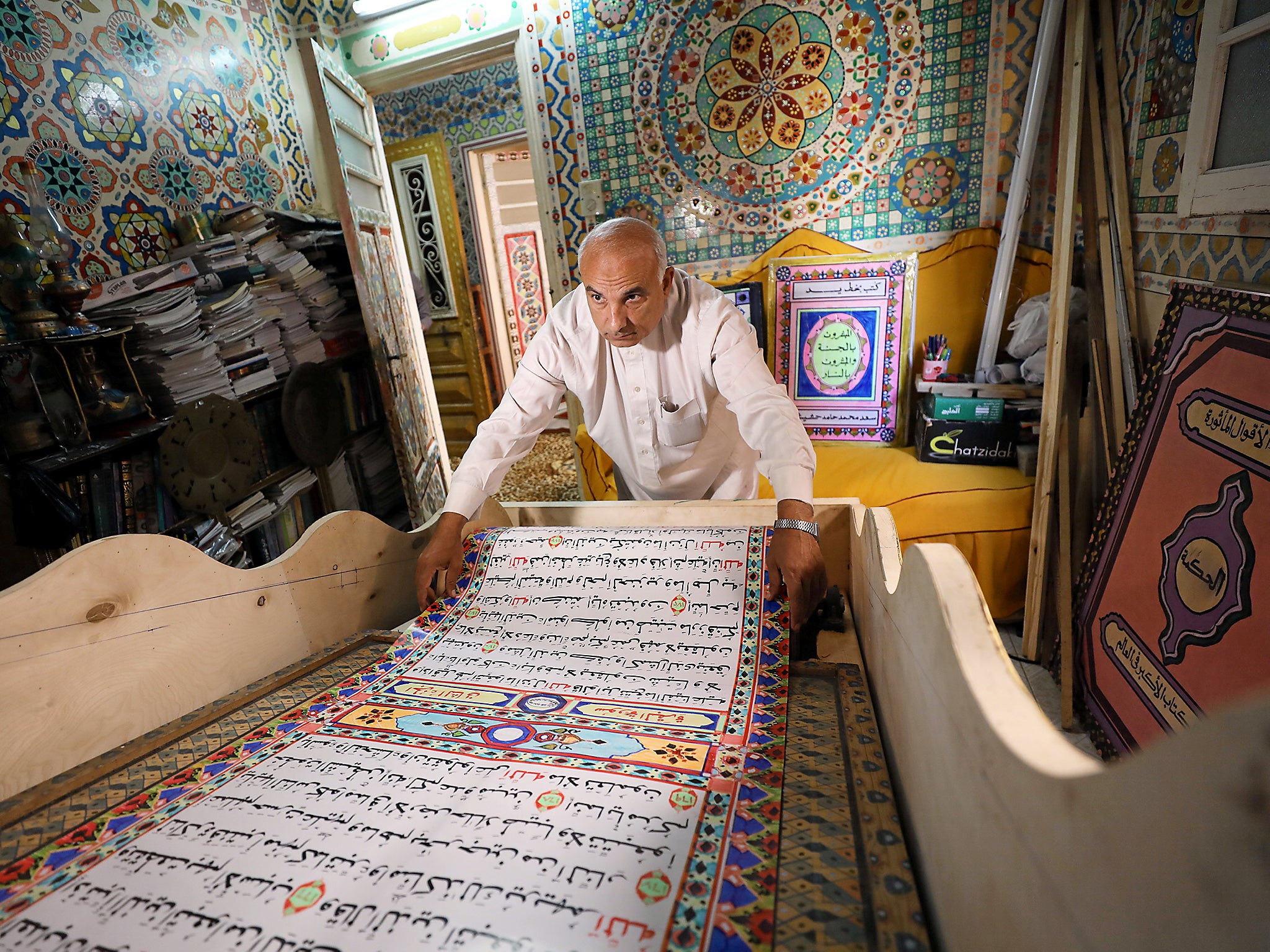 Saad Mohammed at his studio in Belqina, Egypt