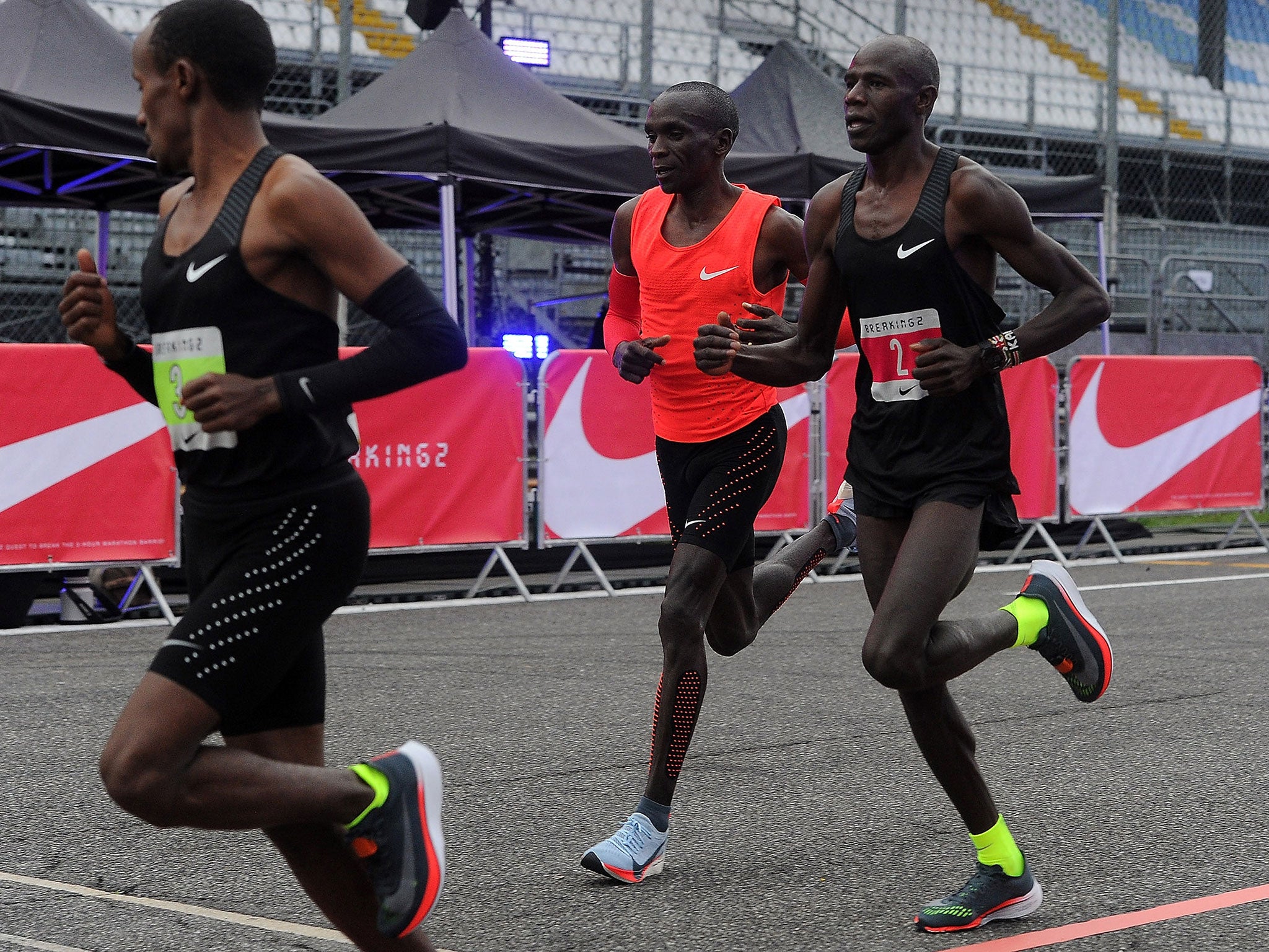 Kipchoge was aided by the use of pacemakers as well as a pace car