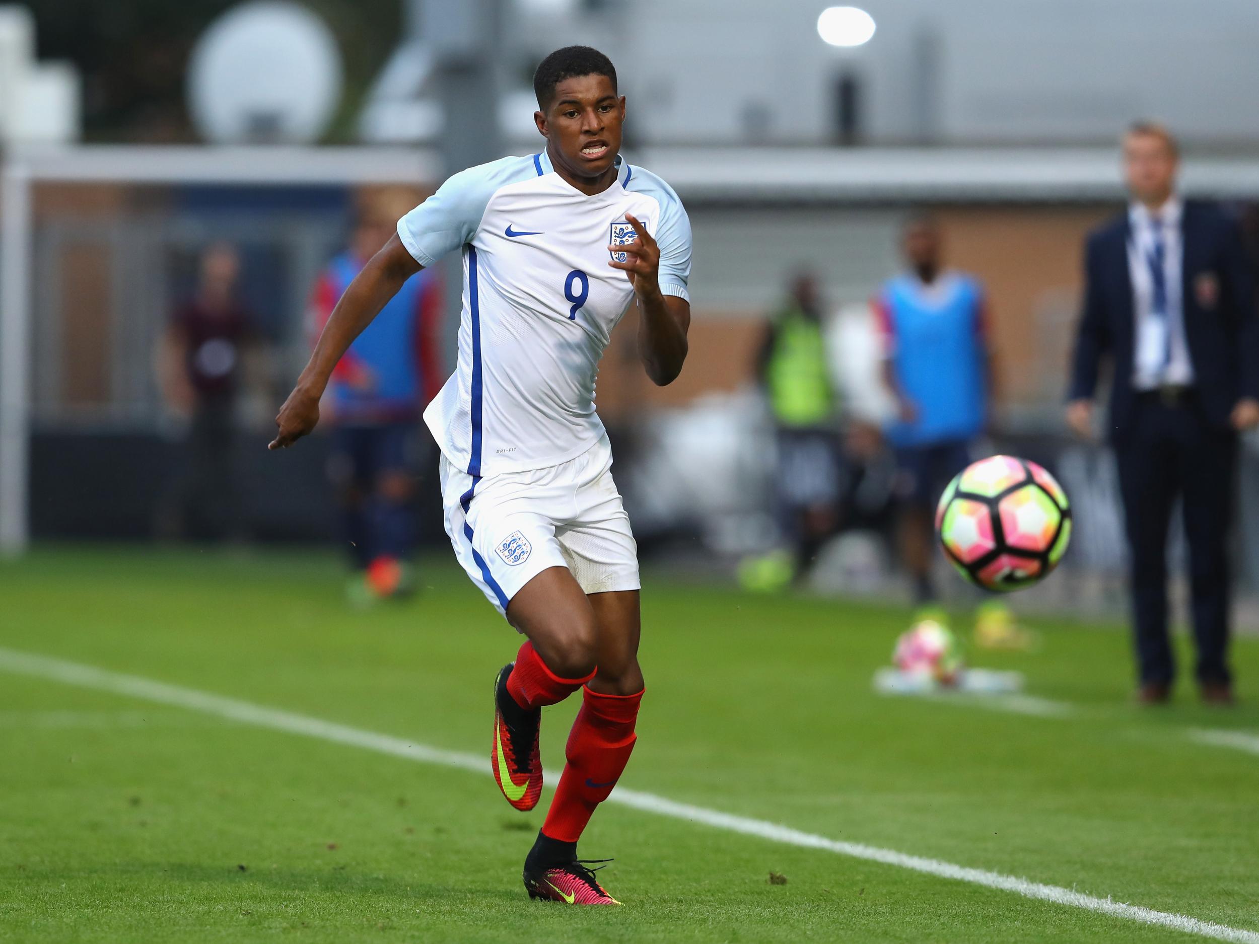 Rashford scored a hat-trick on his under-21 debut