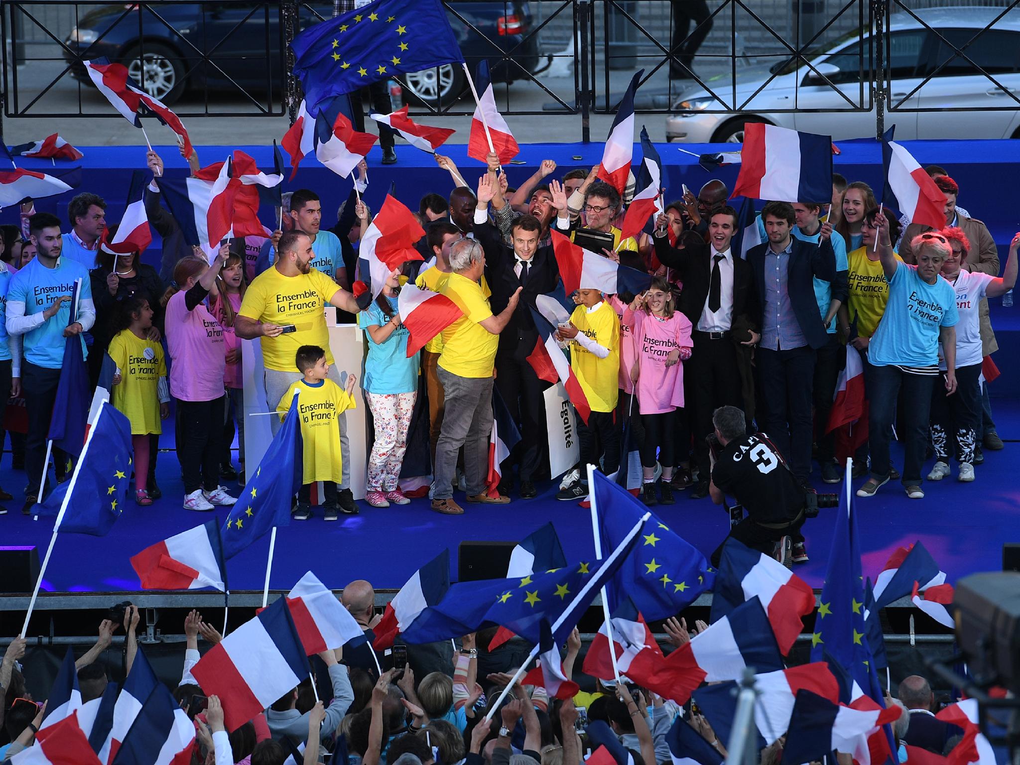 Emmanuel Macron at a campaign meeting in Albi, southwestern France, on Thursday