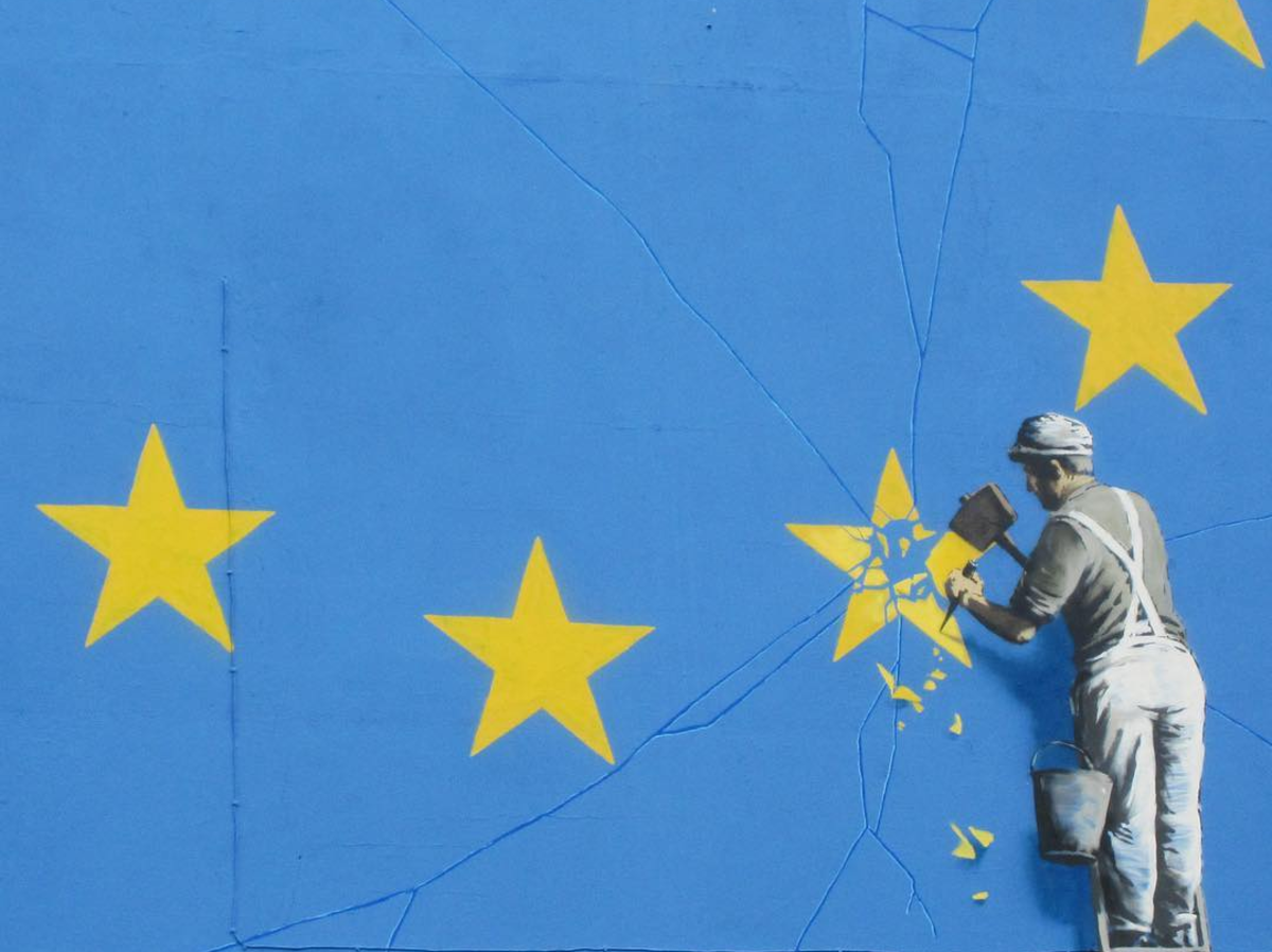 Banksy's recent EU flag artwork in Dover