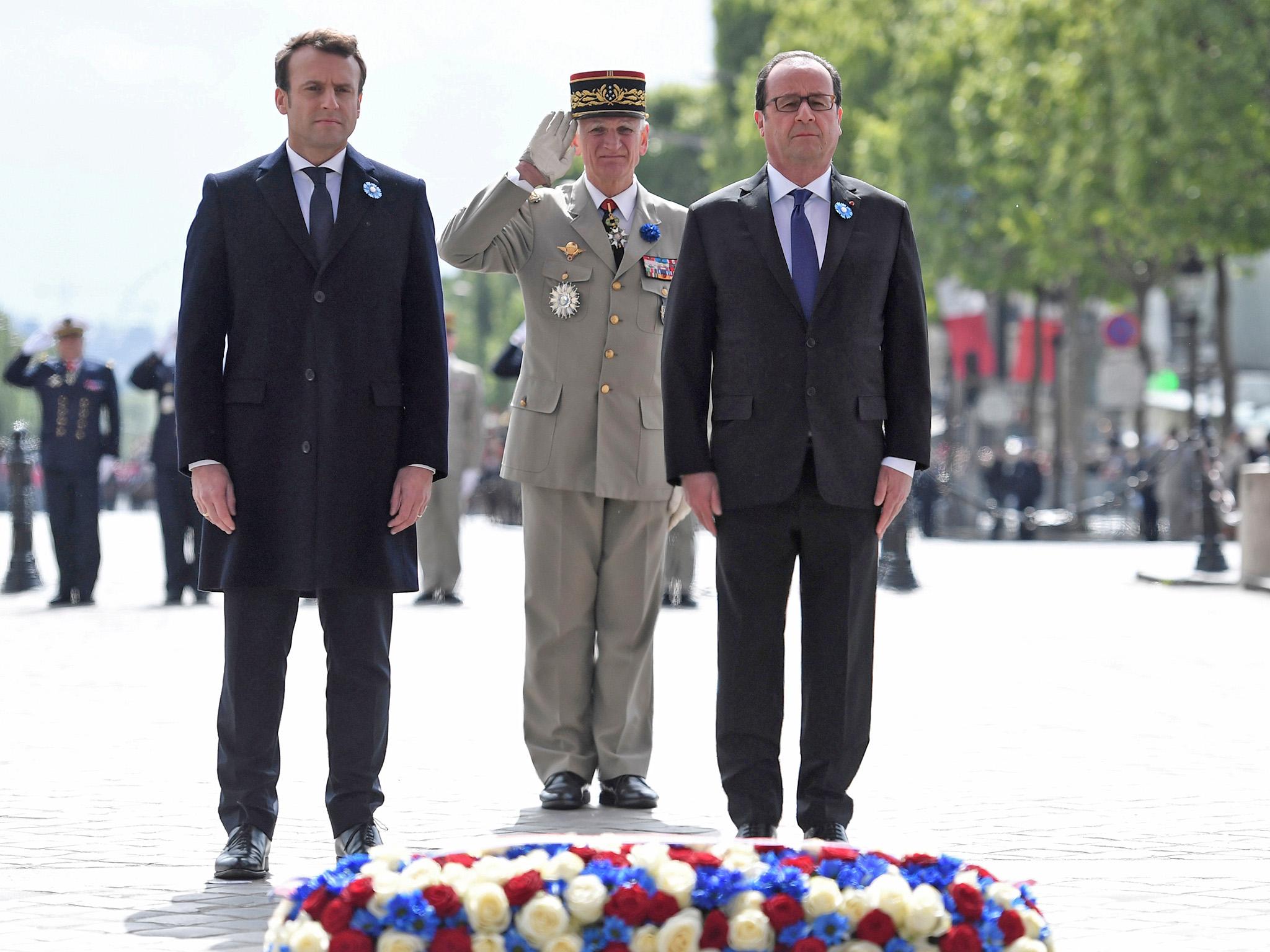 Mr Macron didn't speak at the ceremony
