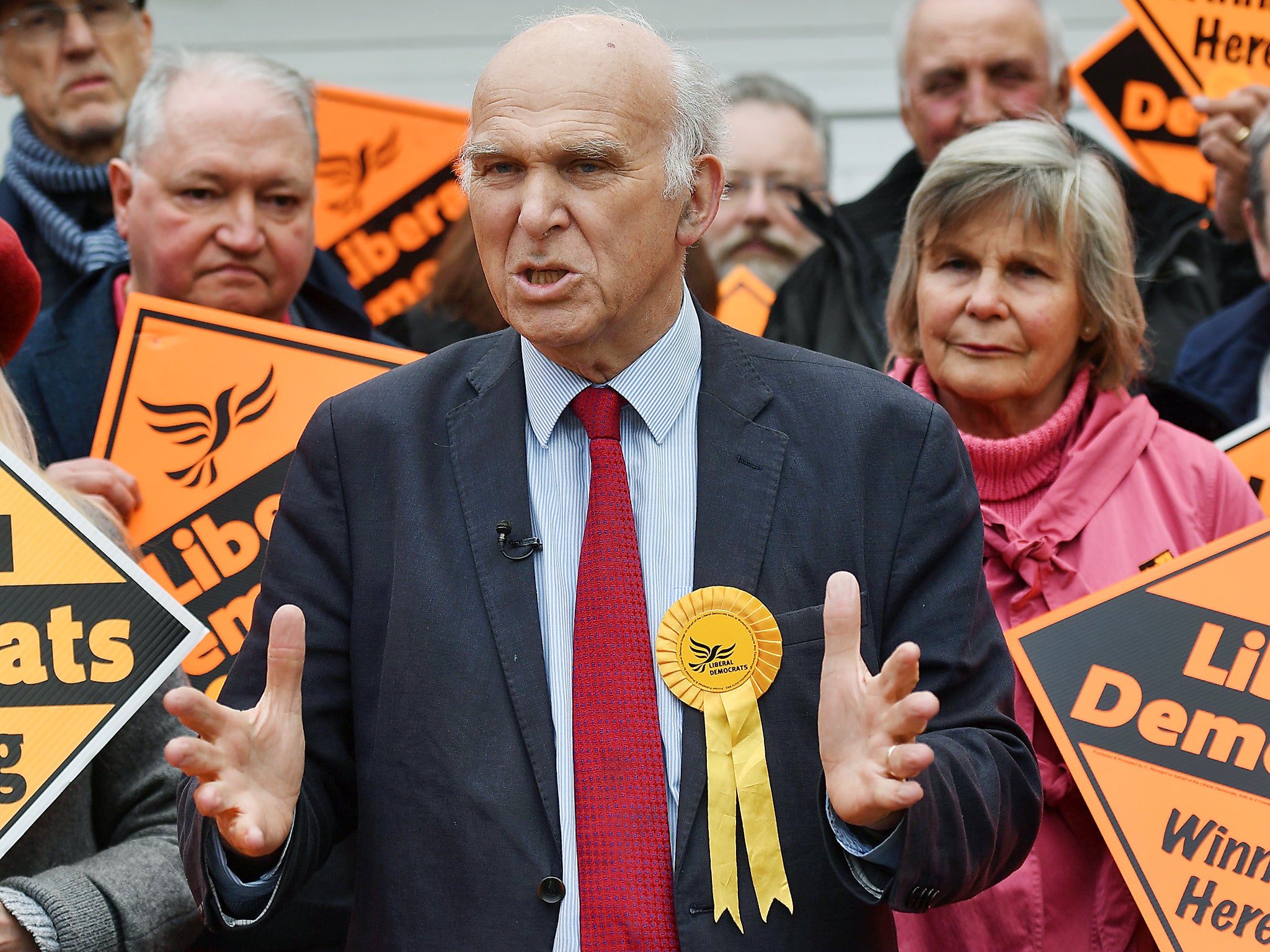 Sir Vince Cable seen campaigning during the 2017 general election