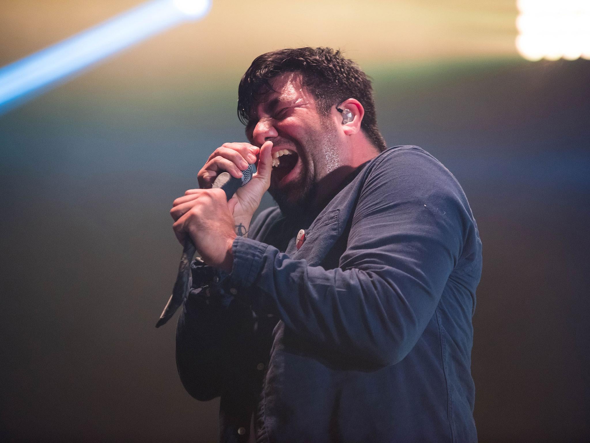 Chino Moreno fronts Deftones during a performance at London's Alexandra Palace, 5th May 2017