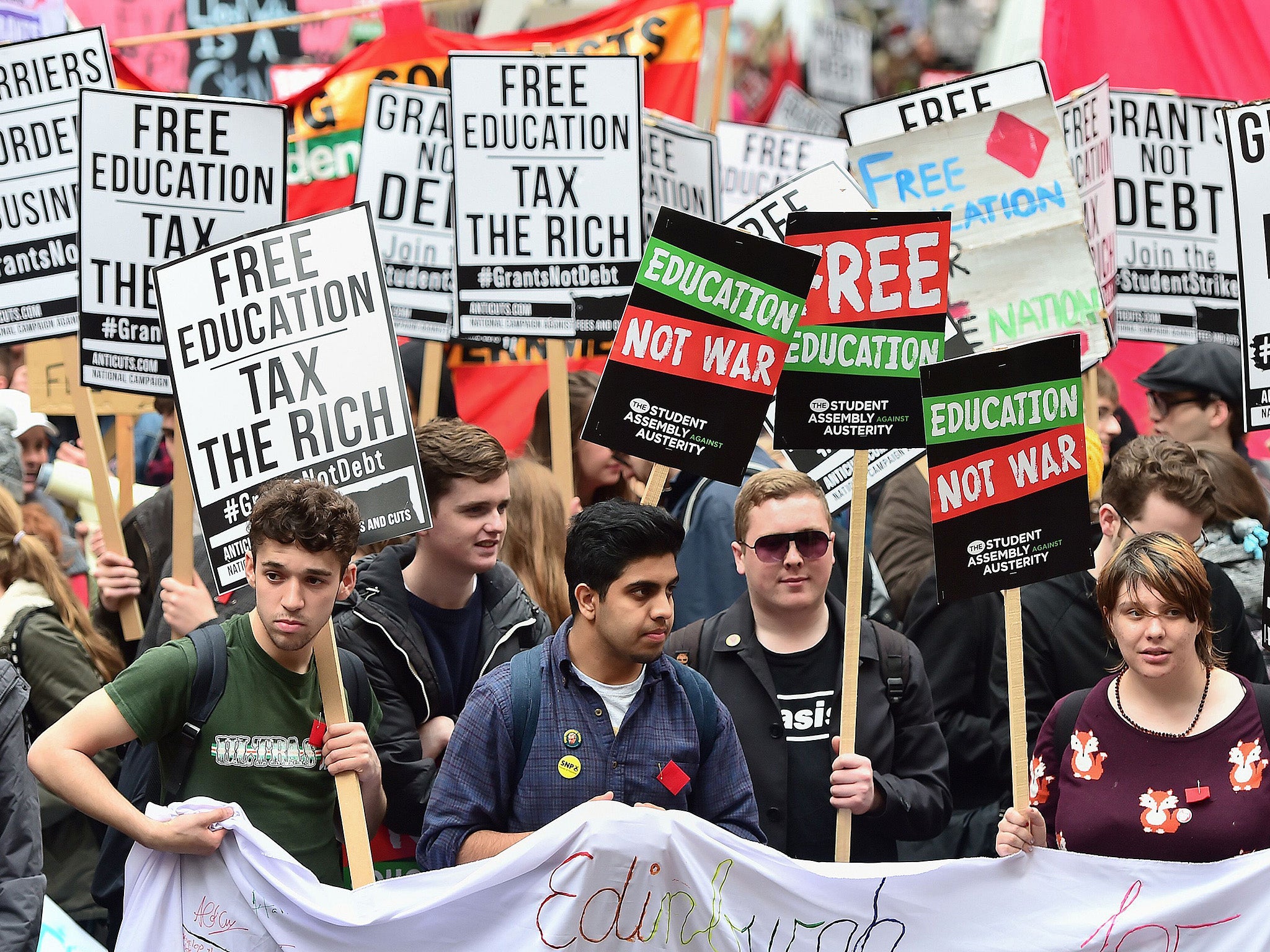 Students during a protest calling for the abolition of tuition fees