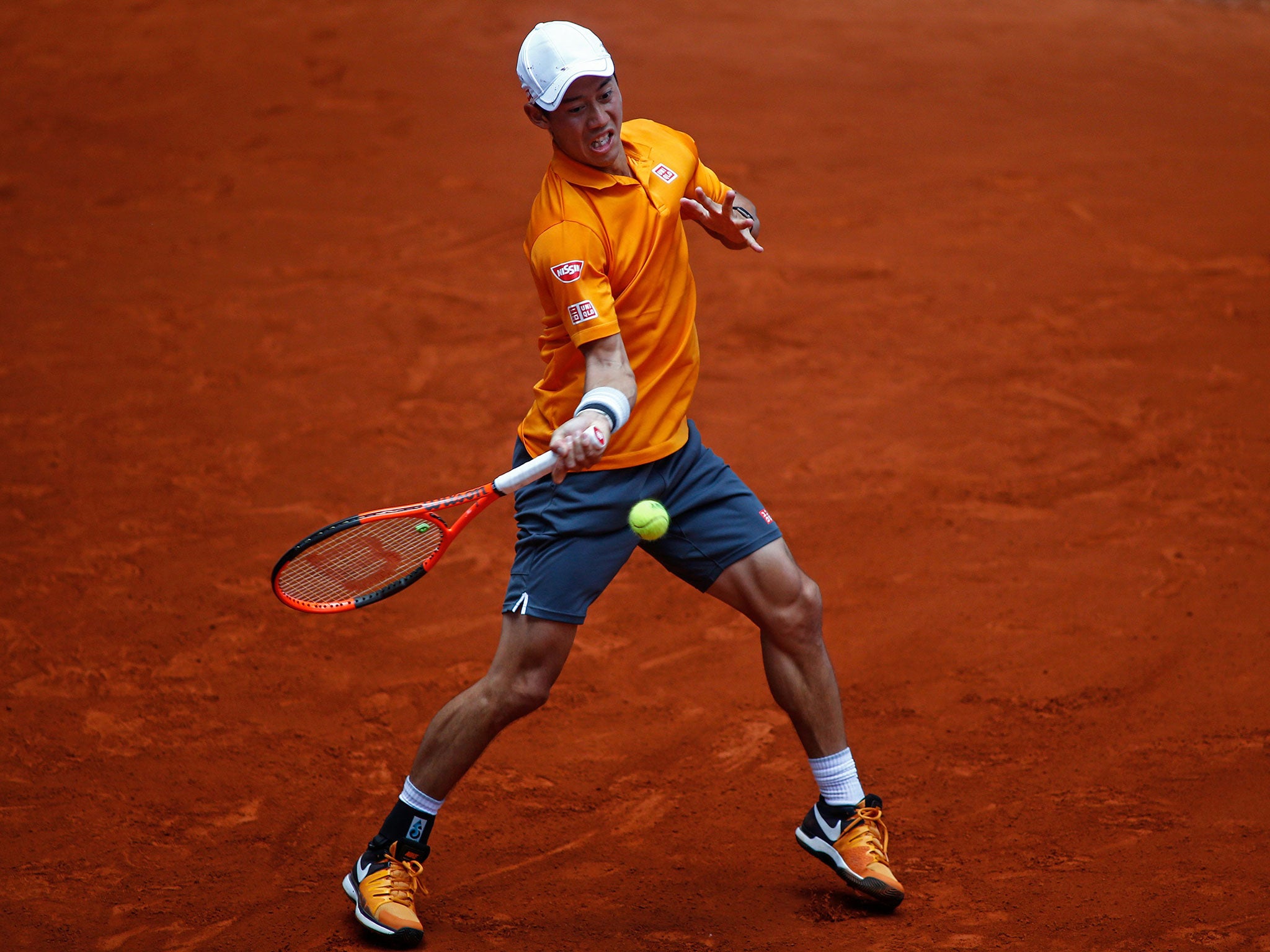 Kei Nishikori in action against Diego Schwartzman