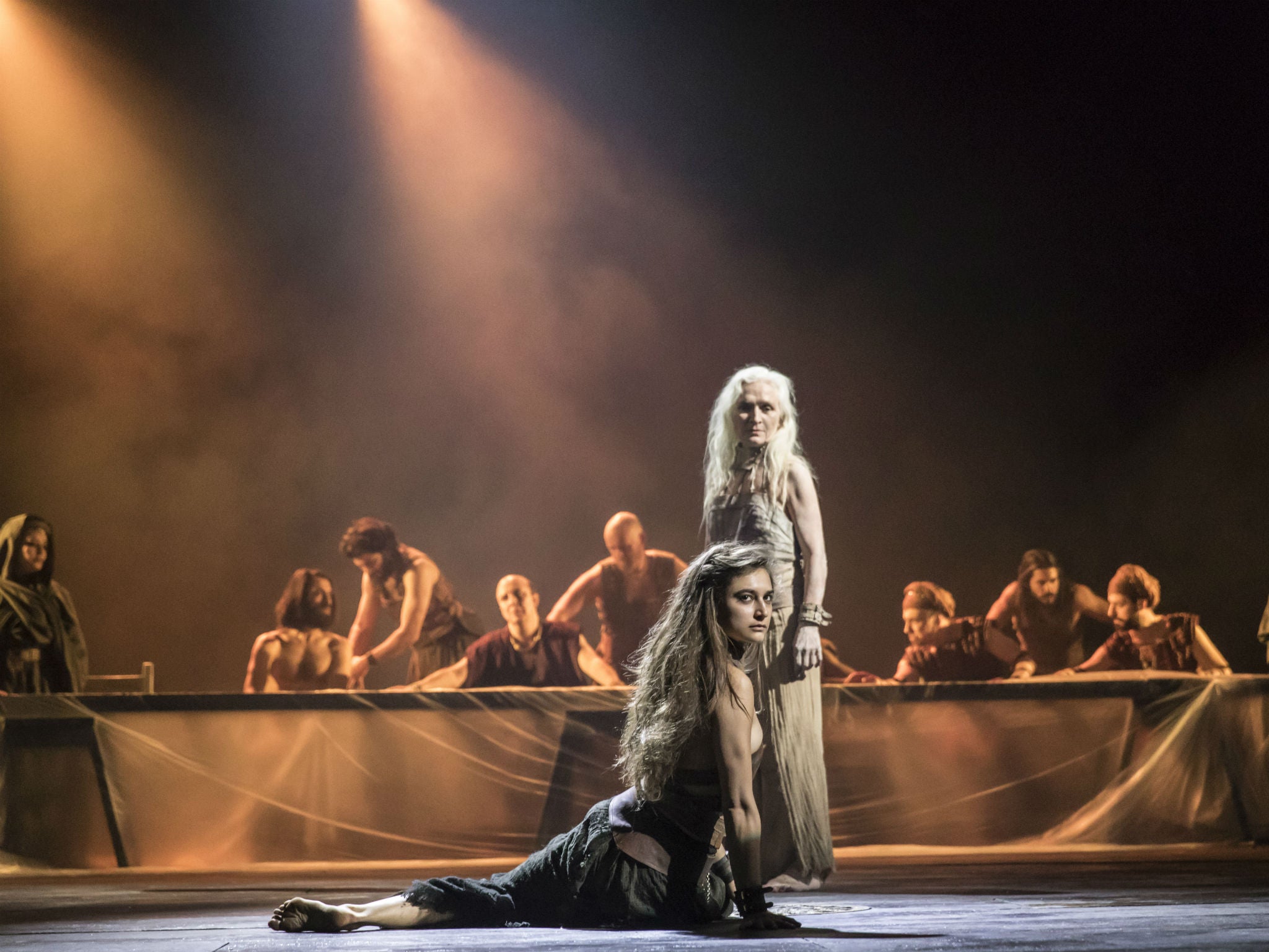 Isabella Nefar as Salomé and Olwen Fouéré as Nameless in 'Salomé' at the National Theatre