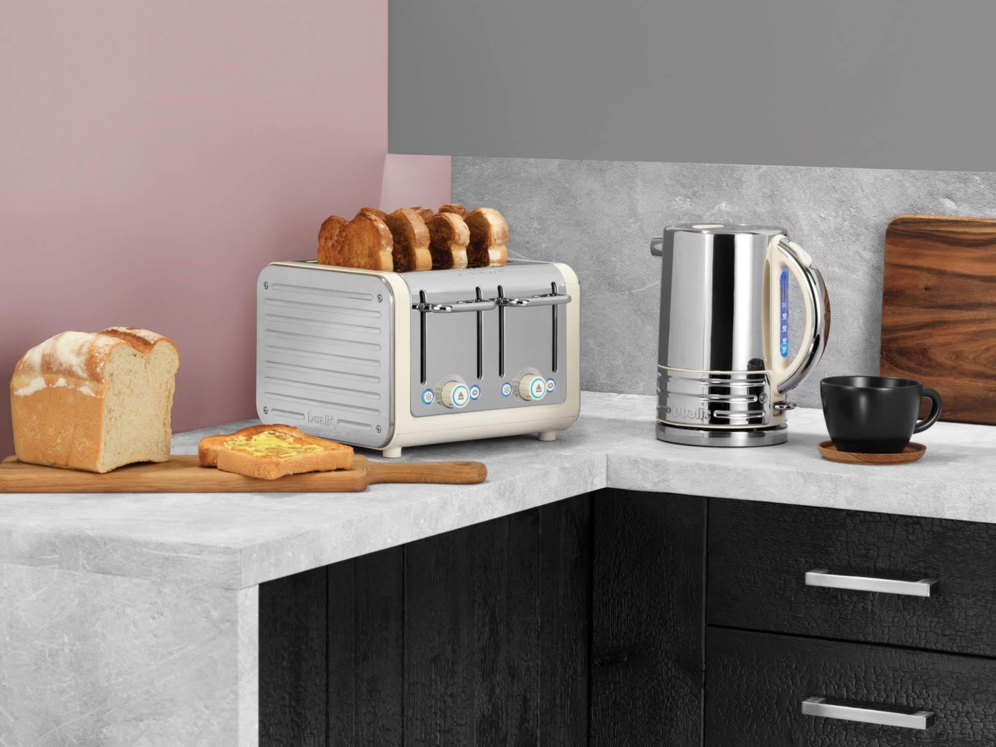 Dualit's architect kettle and four slice toaster range in canvas trim