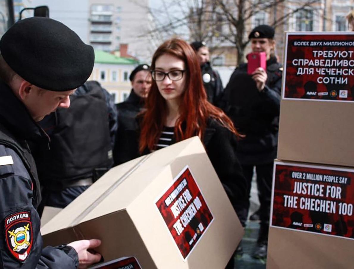 Activists carried empty boxes through central Moscow