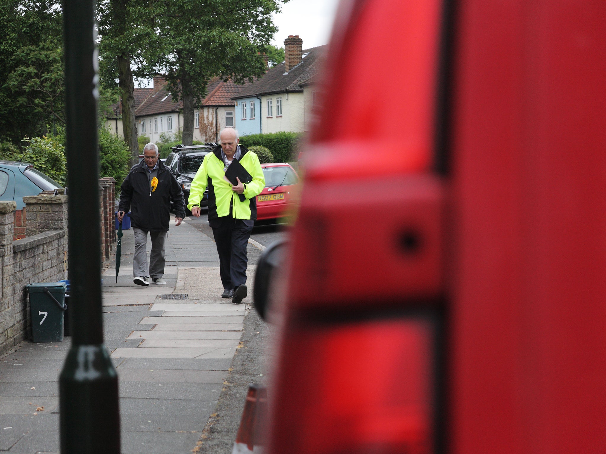 Sir Vince Cable and Lord (Navnit) Dholakia on the campaign trail in Twickenham