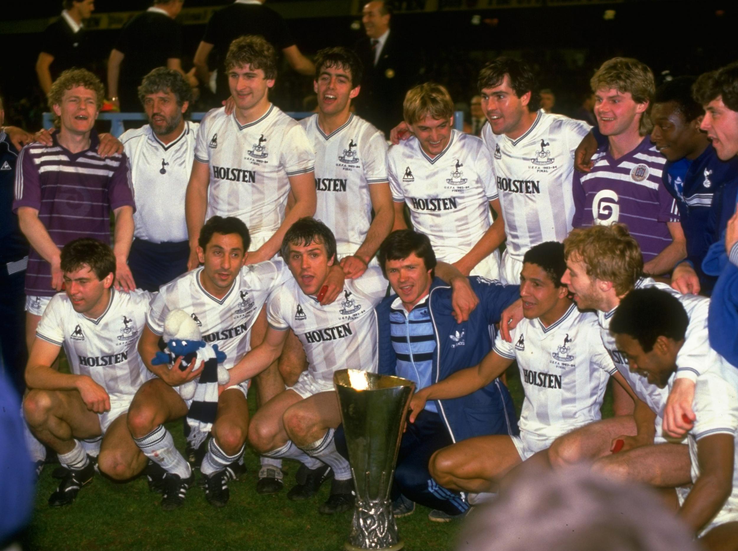 Tottenham celebrate winning the Uefa Cup in 1984