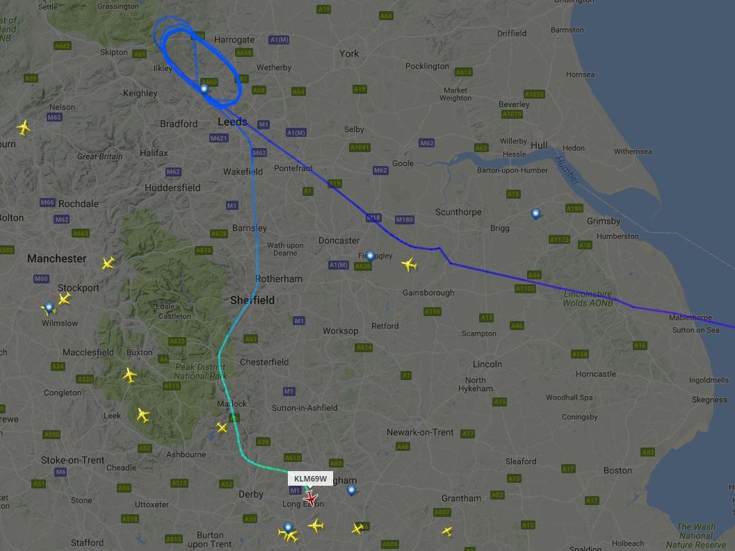 Flight KL1551 from Amsterdam to Leeds was diverted due to the security alert