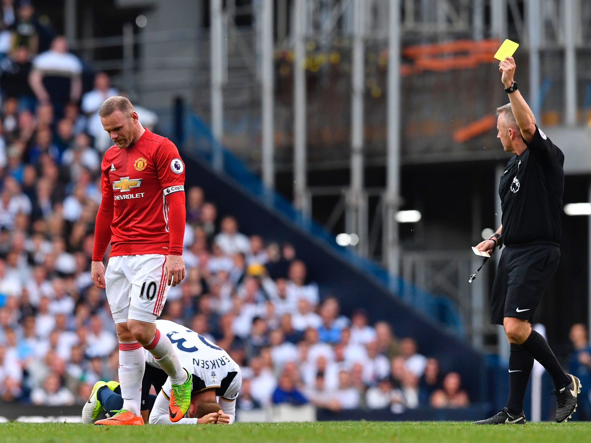 Wayne Rooney is shown yellow