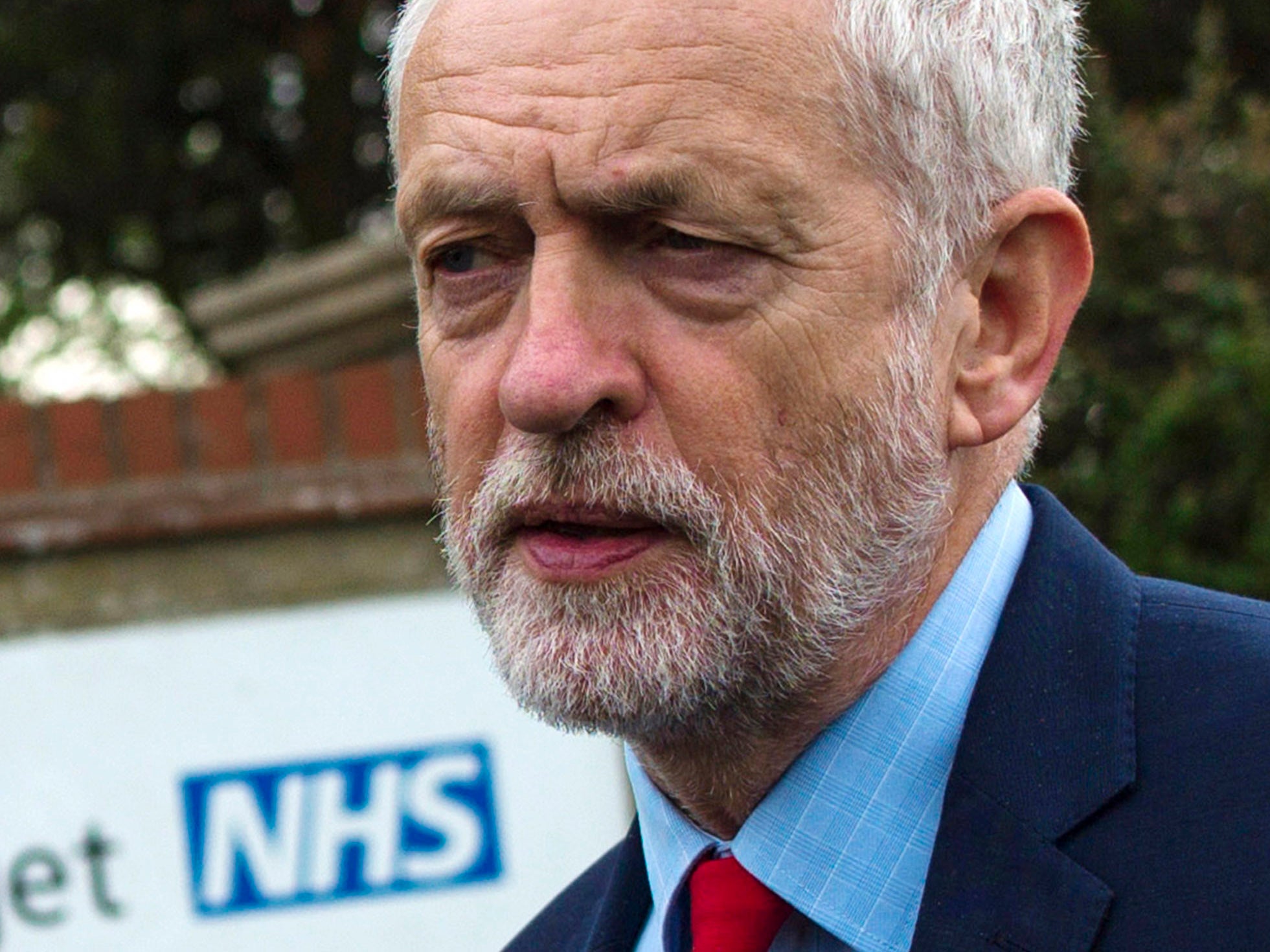 Jeremy Corbyn outside the James Paget Hospital in Great Yarmouth