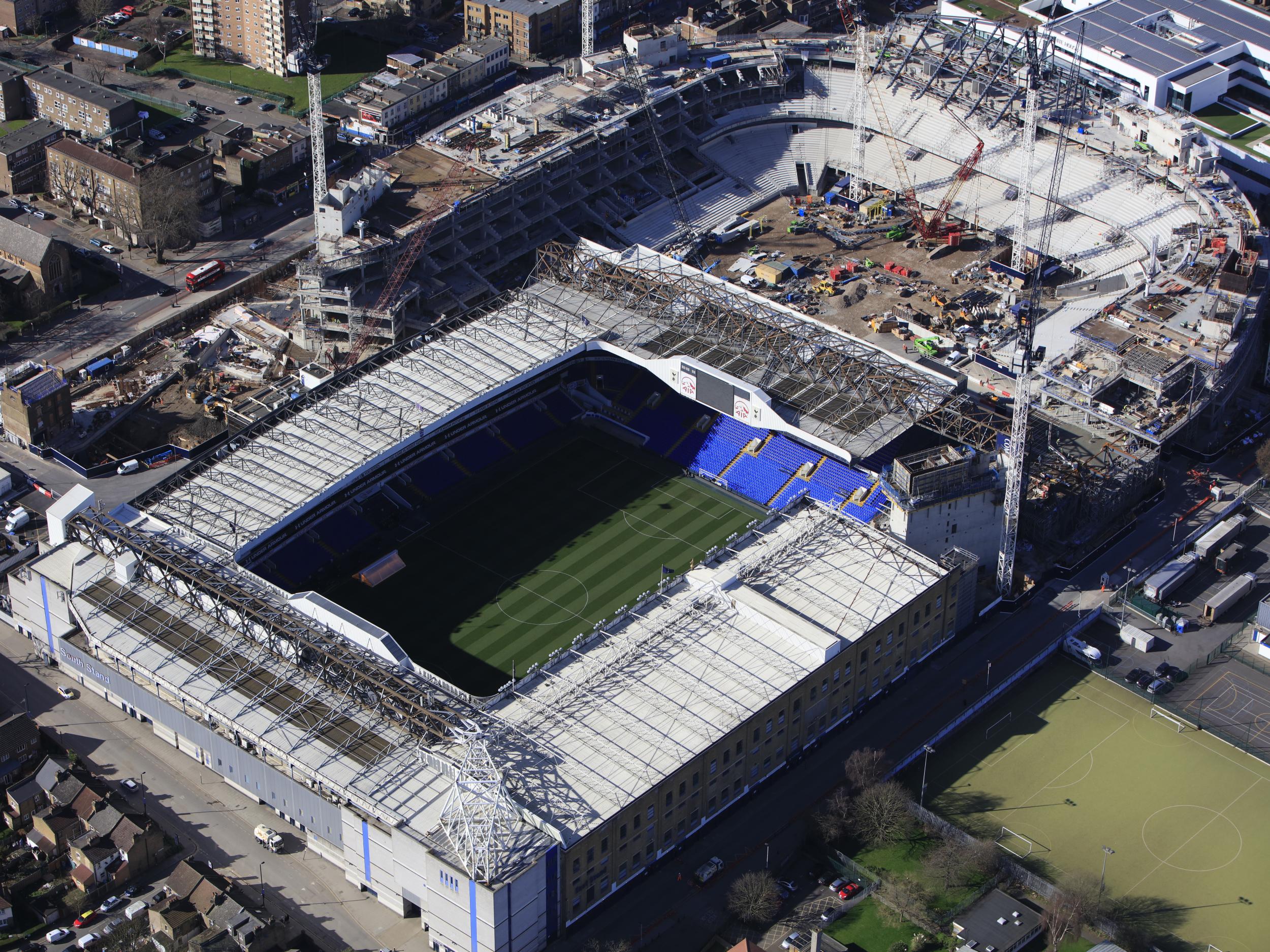 The new stadium is being built directly next door to the current ground and will actually be closer to the road named White Hart Lane.
