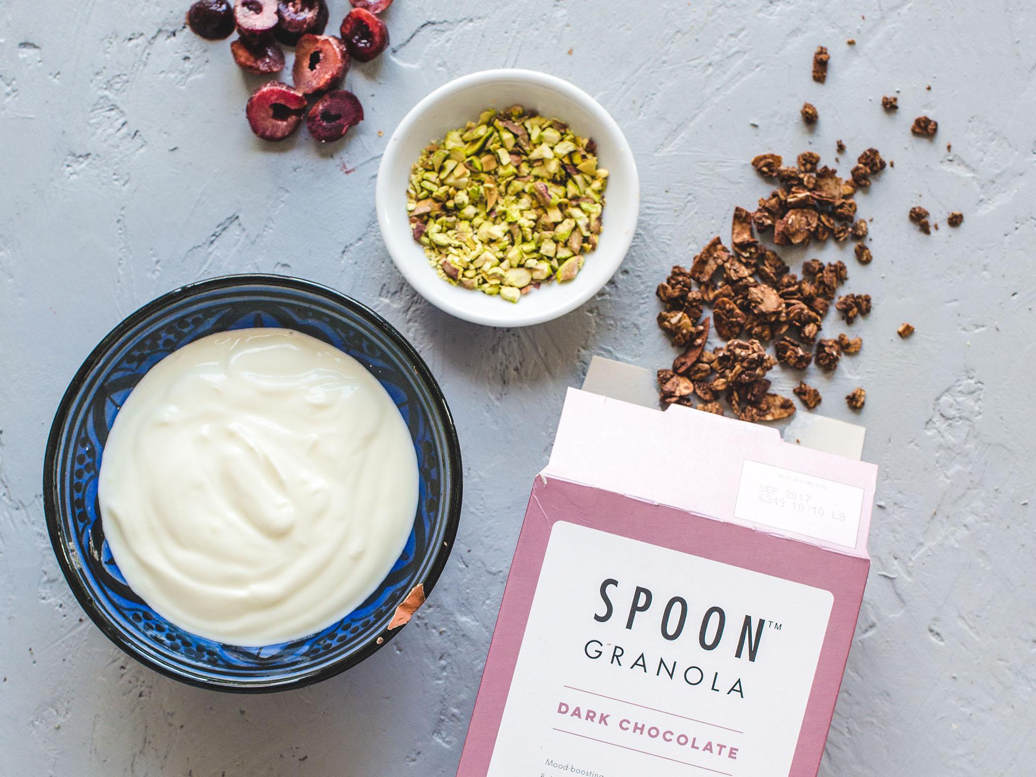 Breakfast companion: the dark chocolate delights of Spoon granola happily go without porridge or yoghurt