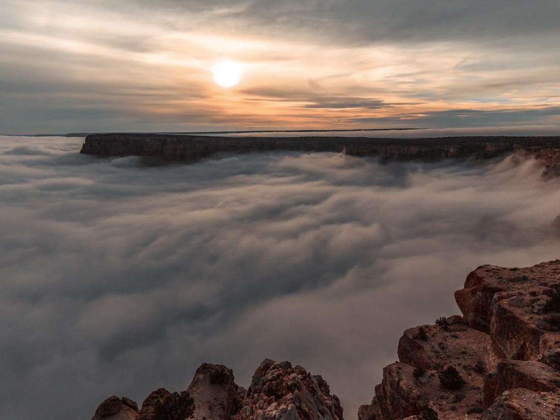 Clouds formed inside the Grand Canyon during a phenomenon that usually only happens once every several years