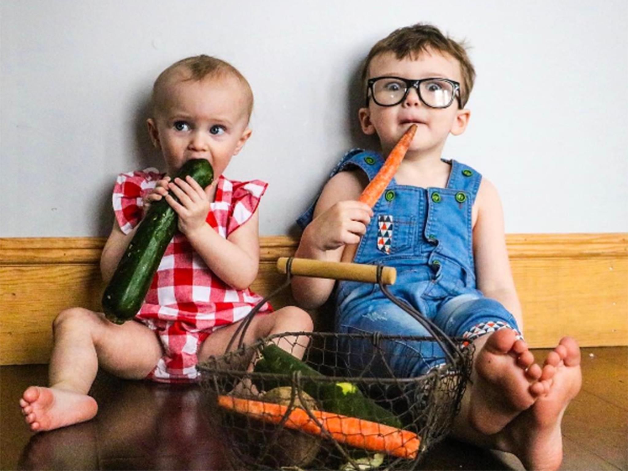 Janet Kearney's children Amelia and Oliver. Kearney says that she thought raising a child as vegan was cruel until she tried it herself