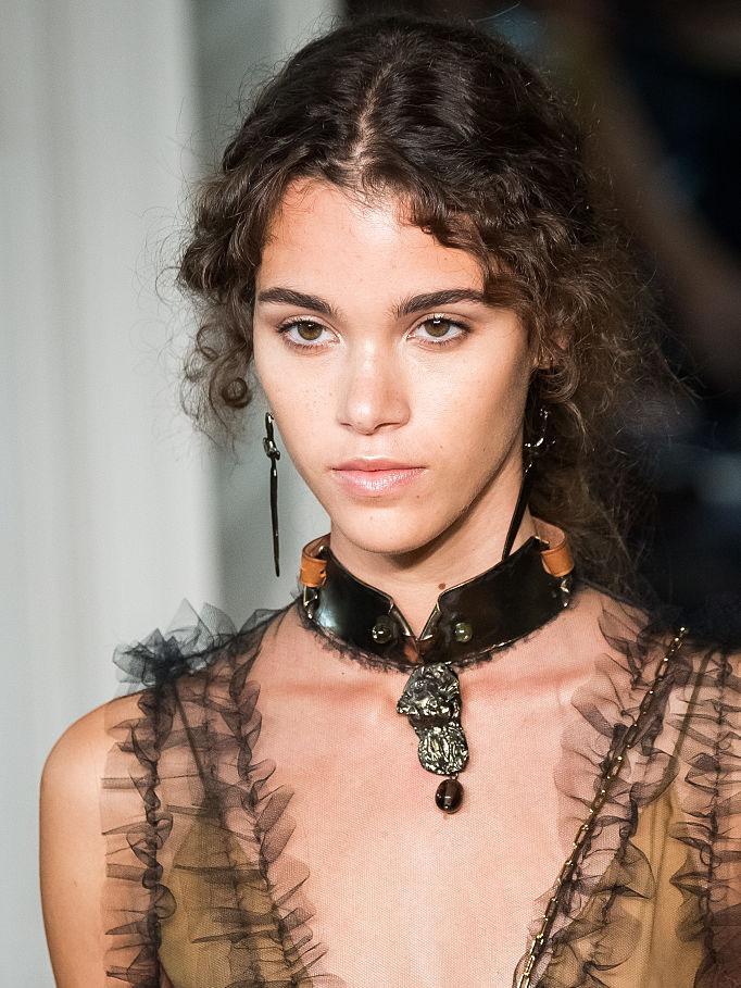 Pat McGrath lit model's skin with glitzy cheekbones at Valentino