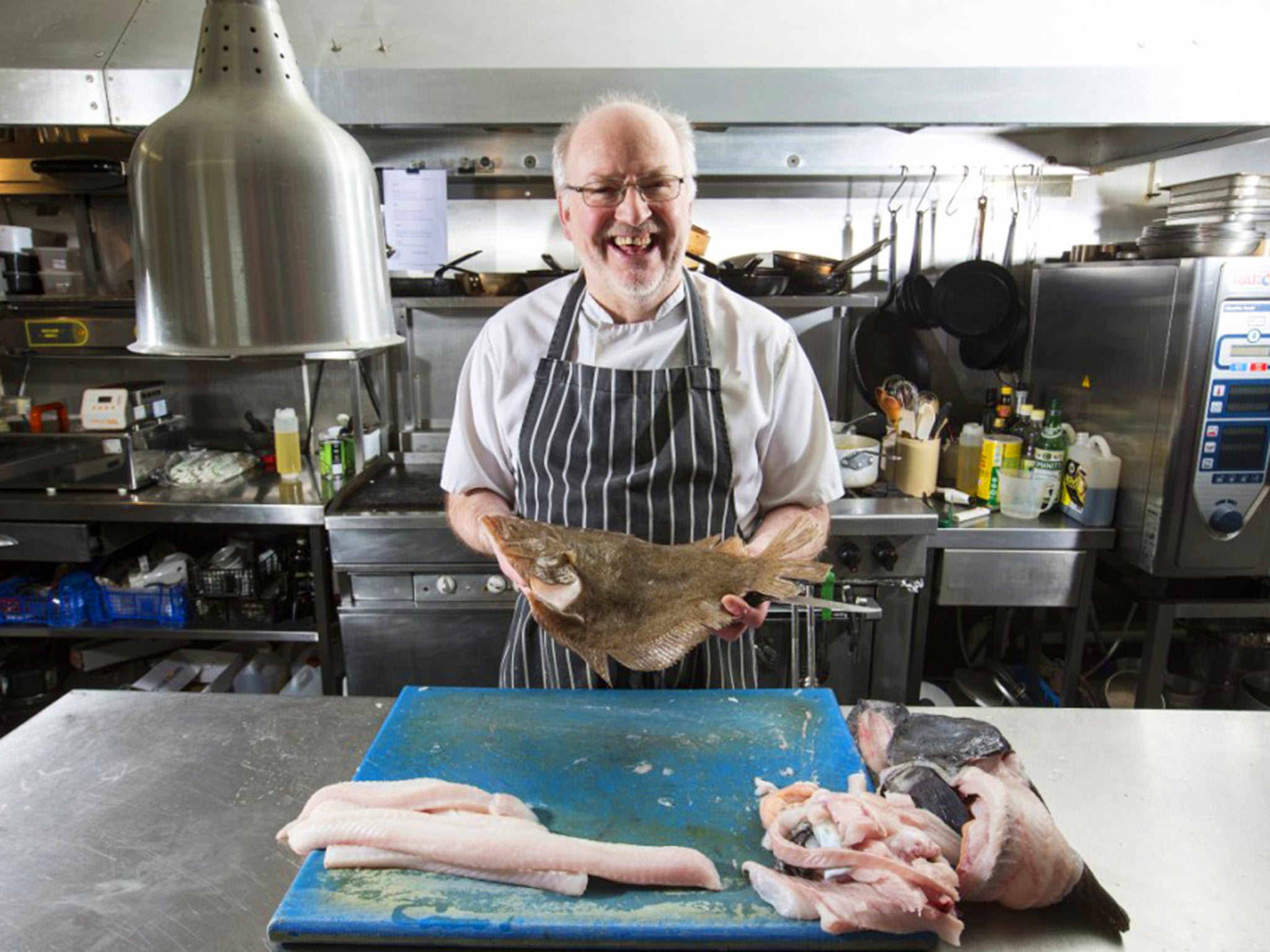 Jim Cowie in the kitchen of his restaurant, The Captain's Galley