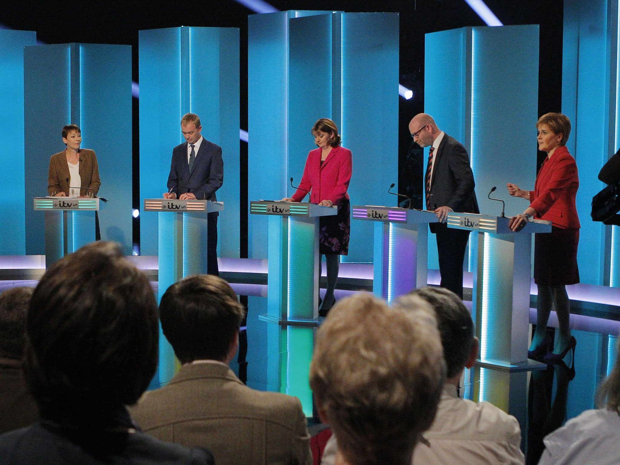 Five party leaders in the ITV Leaders' Debate, which Theresa May and Jeremy Corbyn skipped