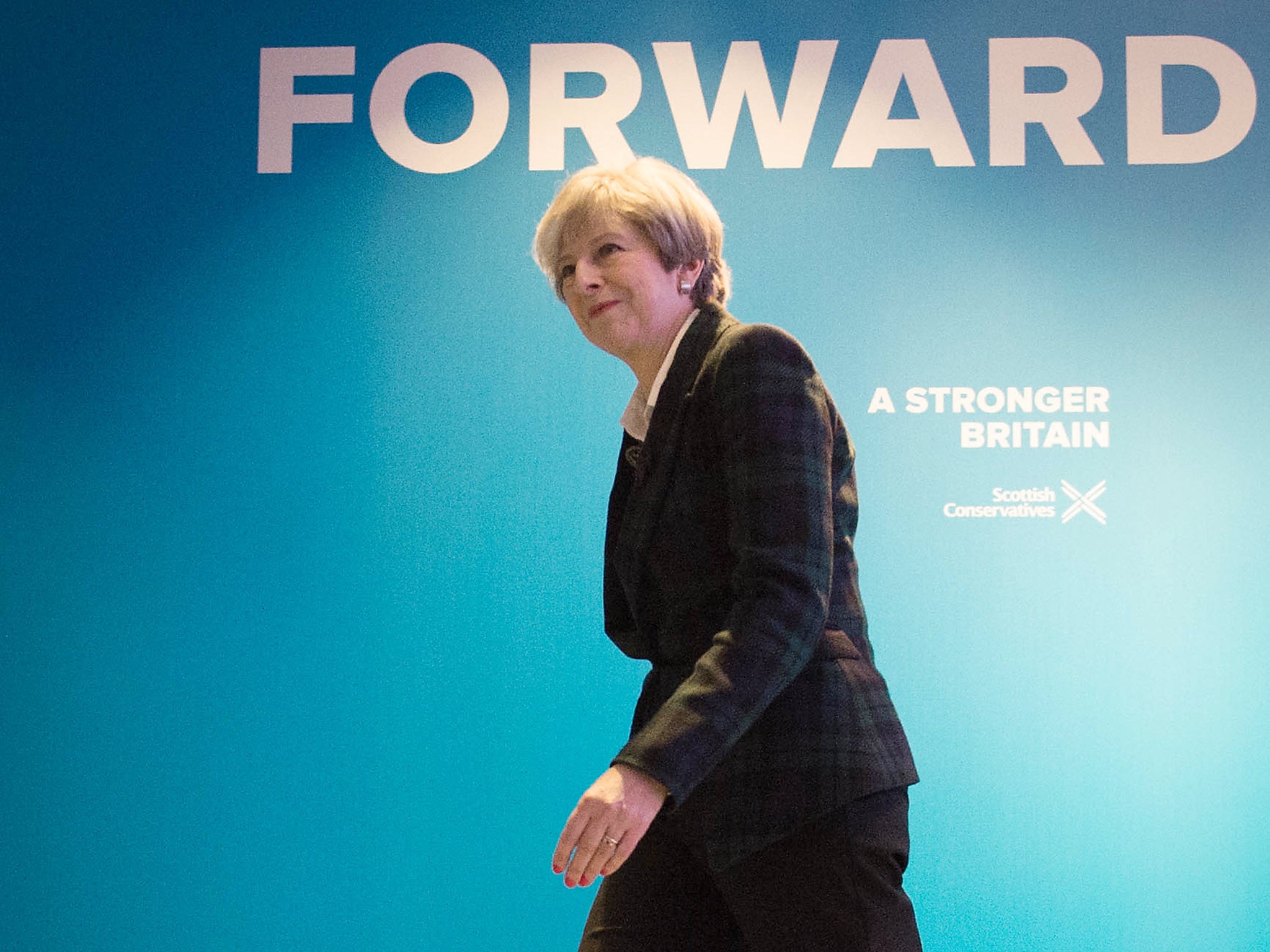 Conservative party leader Theresa May during the Scottish Conservatives manifesto launch at the Edinburgh International Conference Centre