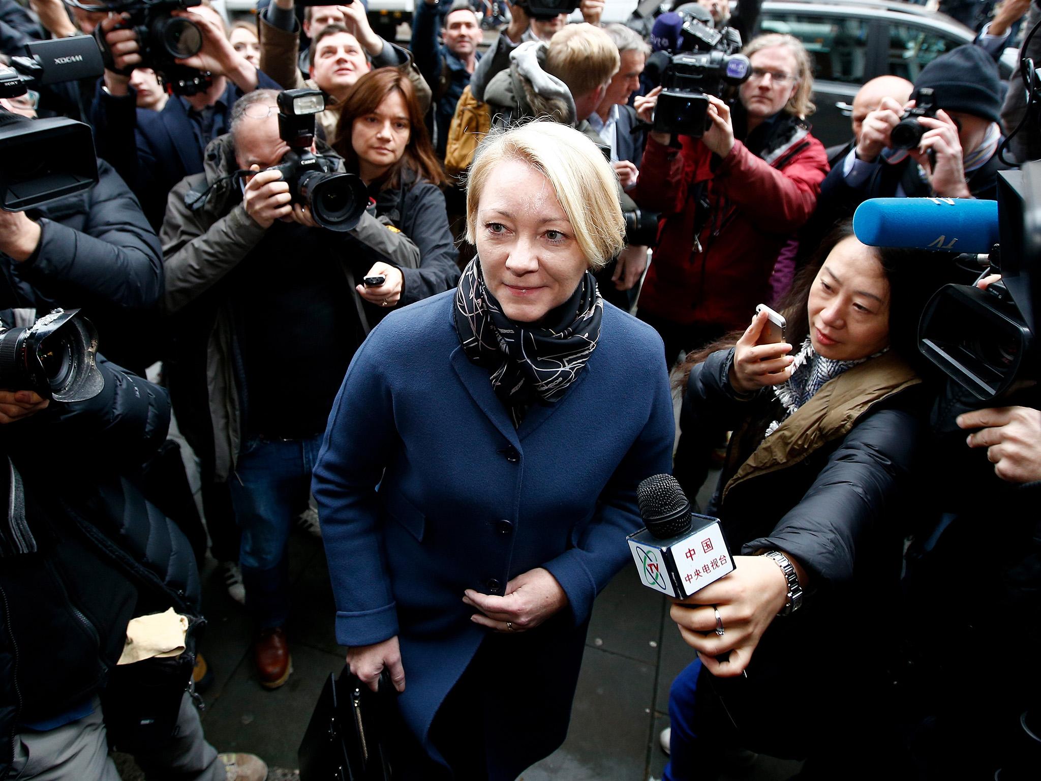 Prosecutor Ingrid Isgren from Sweden arrives at the embassy to interview Assange last year