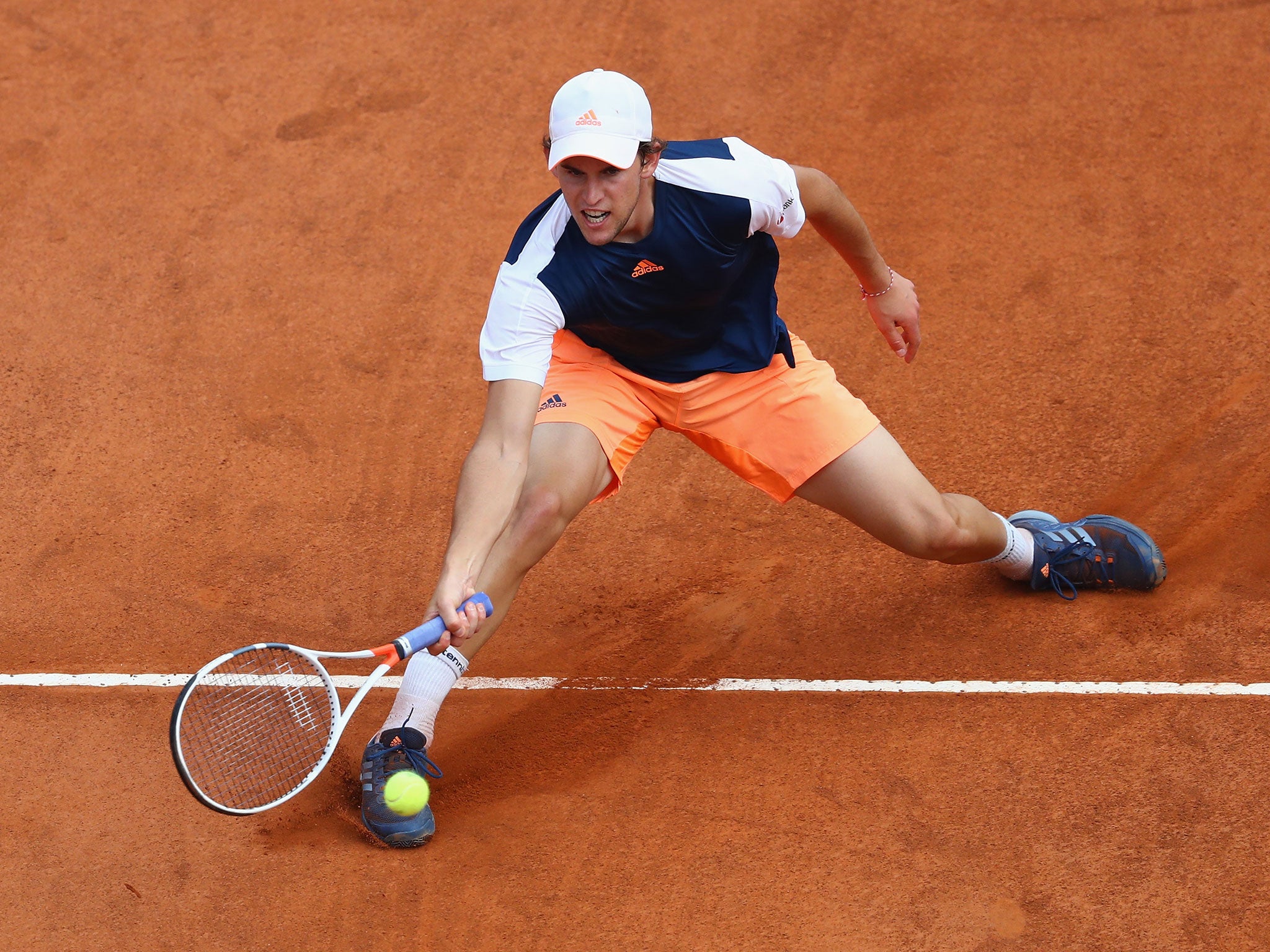 Thiem reaches for a shot in the second set