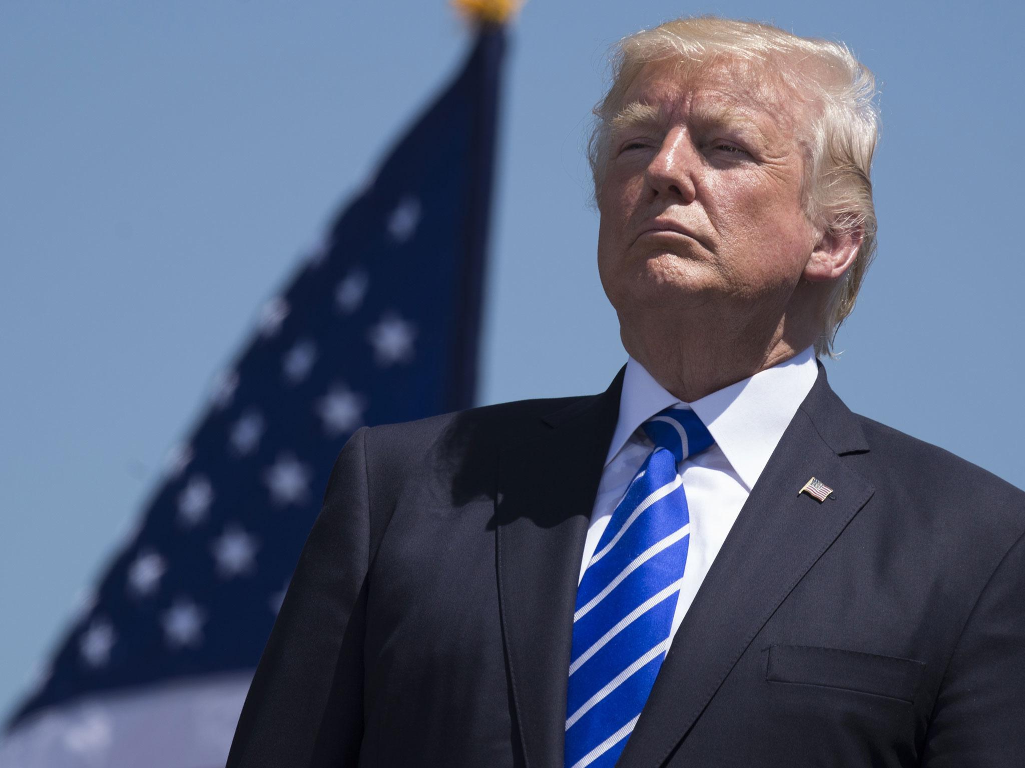 US President Donald Trump attends the US Coast Guard Academy Commencement Ceremony in New London, Connecticut/