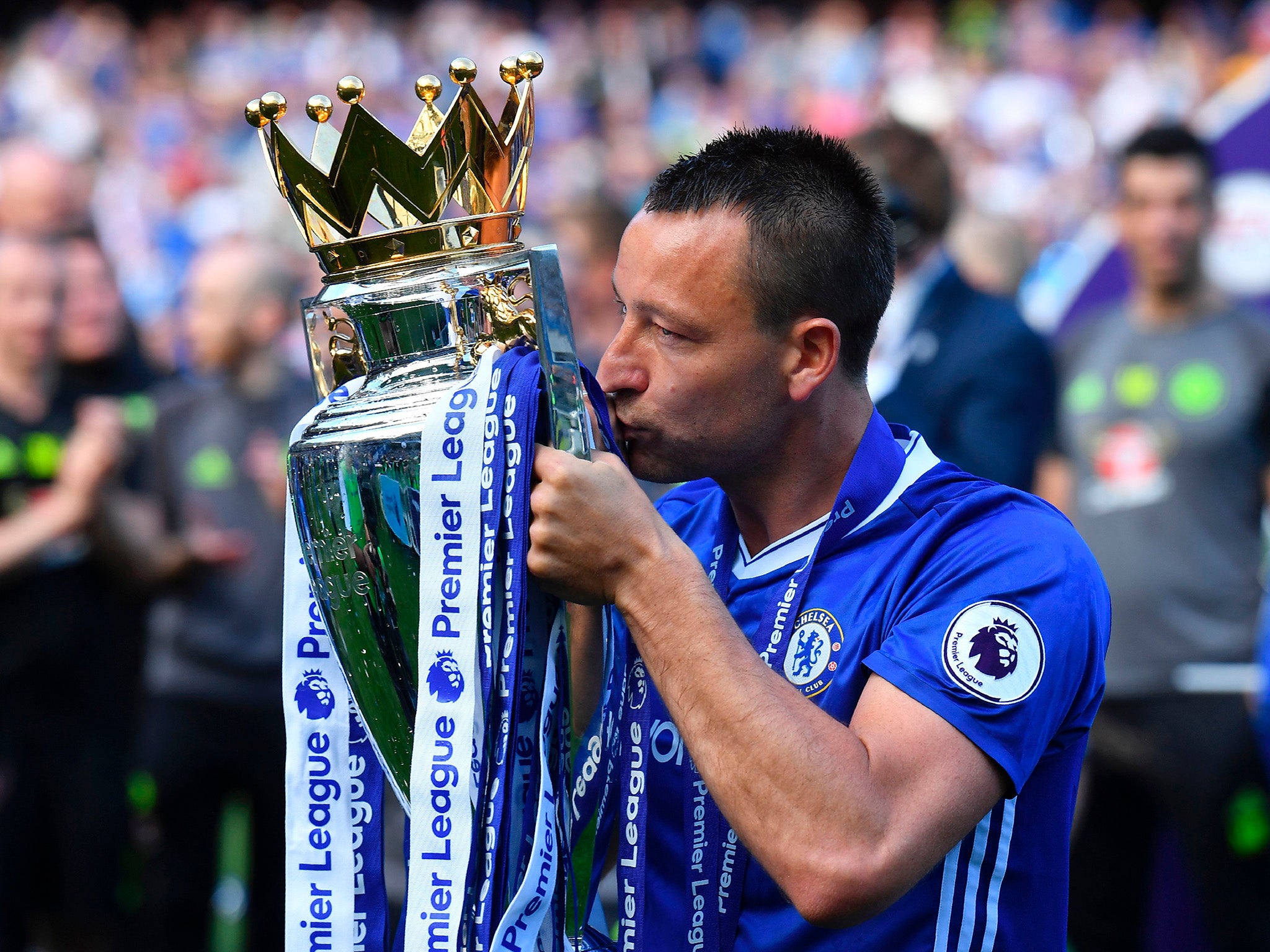 Terry lifted the trophy at the end of the game