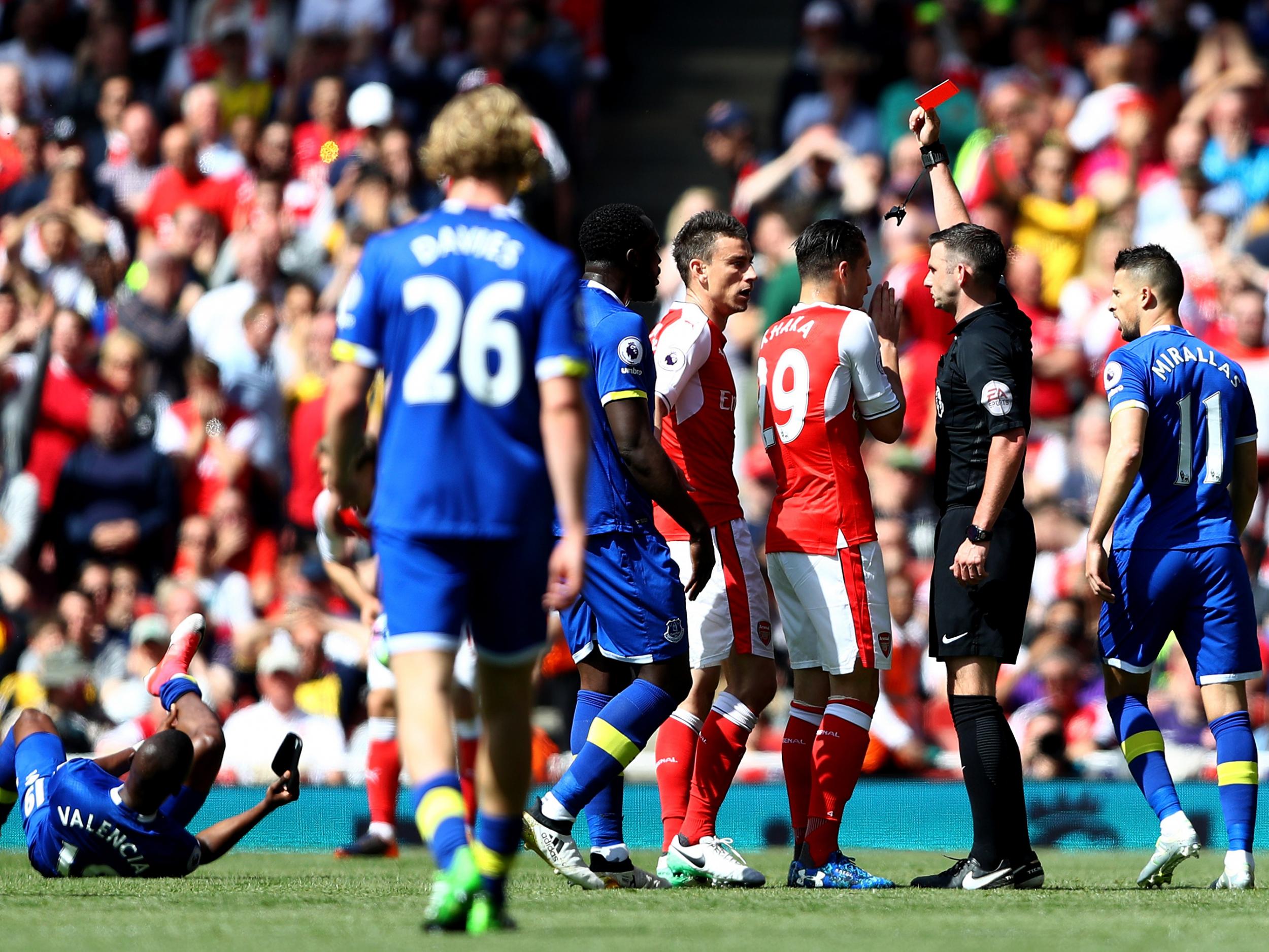 Koscielny saw red for lunging in on Valencia