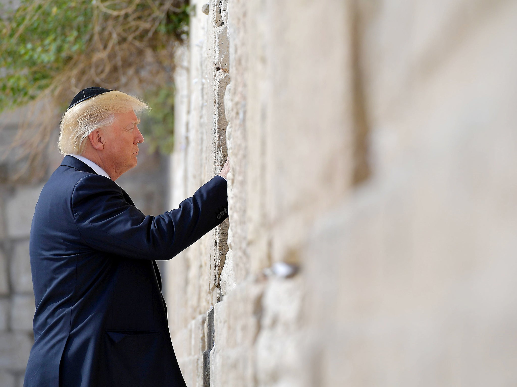 US President Donald Trump visits the Western Wall, the holiest site where Jews can pray, in Jerusalems Old City