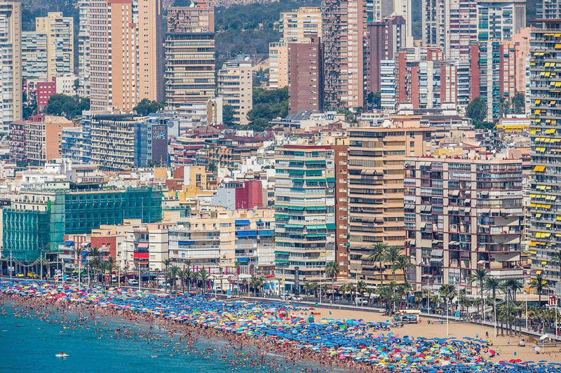 Gone is the small fishing village of houses and olive groves, and in its place has arisen the highest density of skyscrapers in Europe