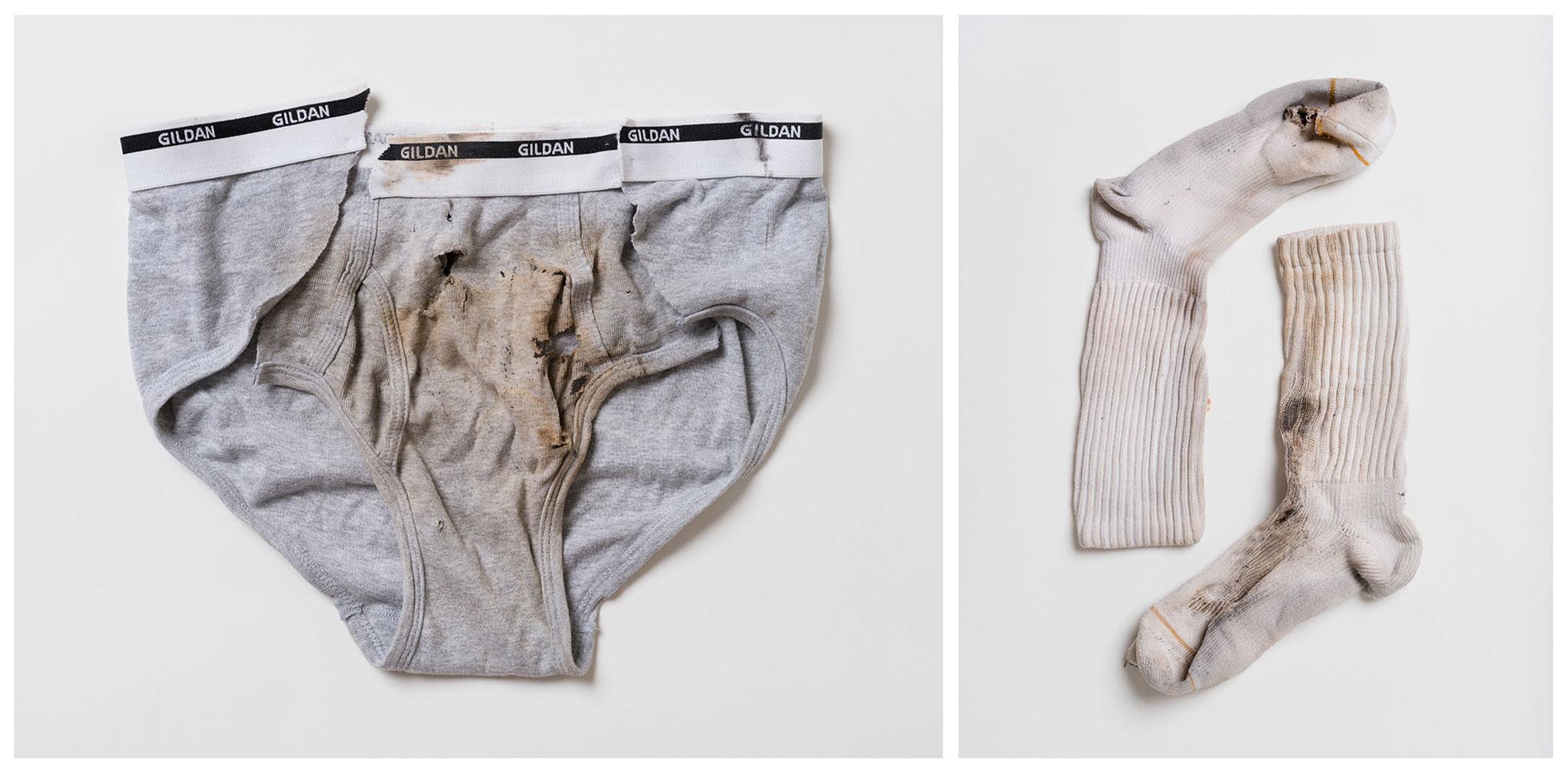 Underwear worn by Jaime Santana and socks worn by Justin Gauger when they were struck by lightning