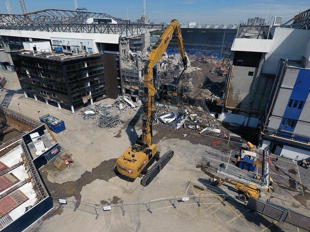 Pictures posted by the club show the West Stand being completely demolished