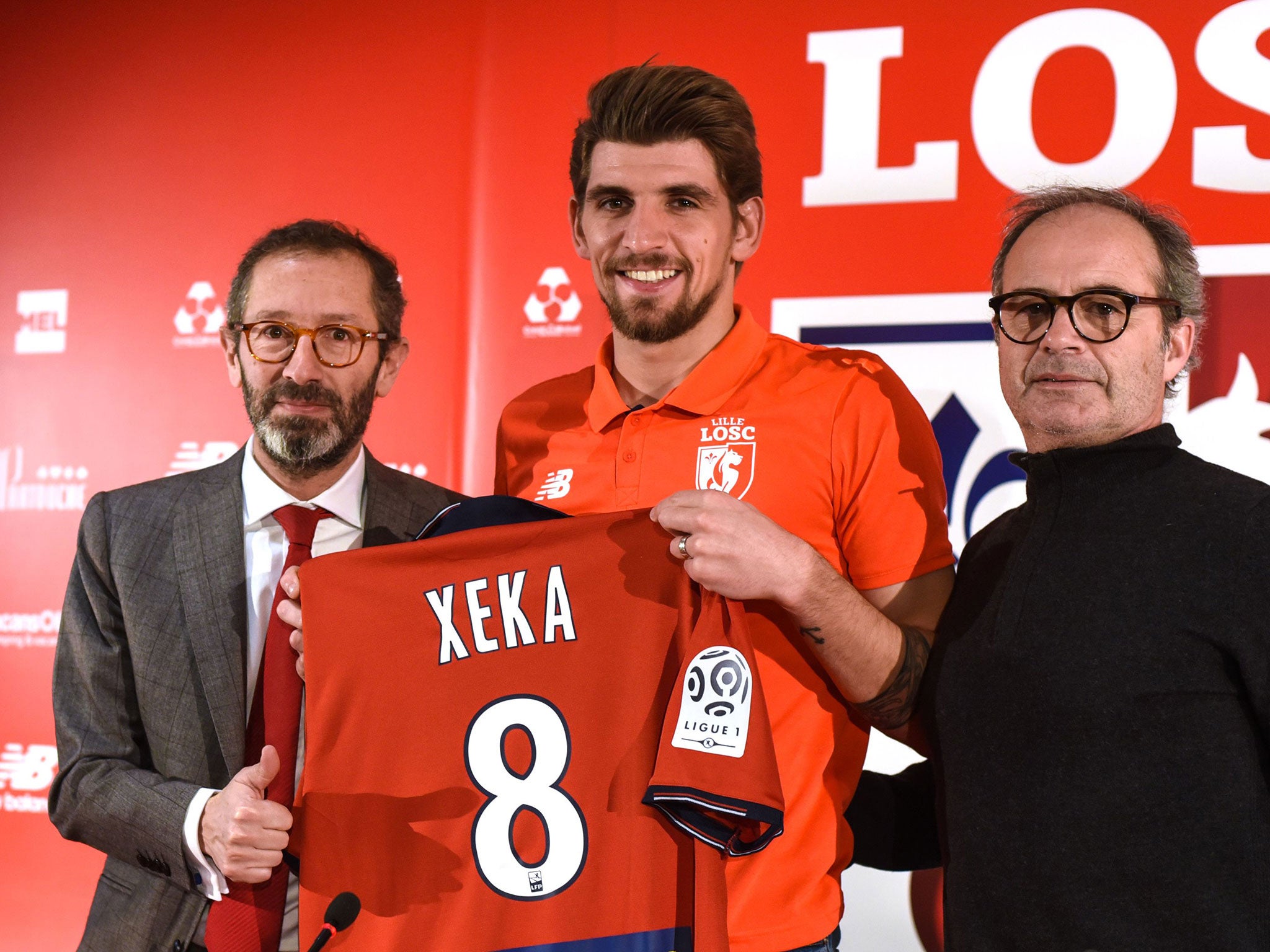 Luis Campos (R) with new signing Xeka