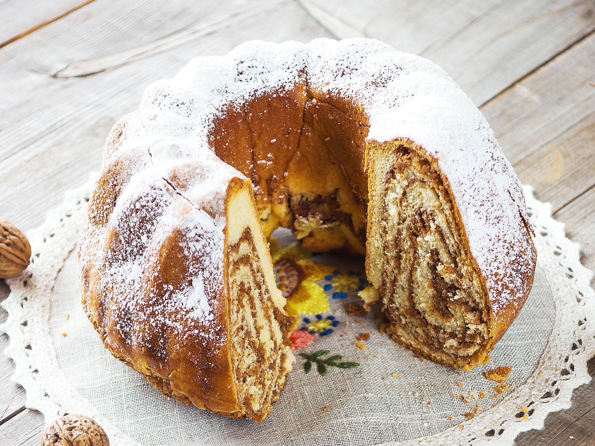 Potica roll with walnuts, a traditional Slovenian dessert