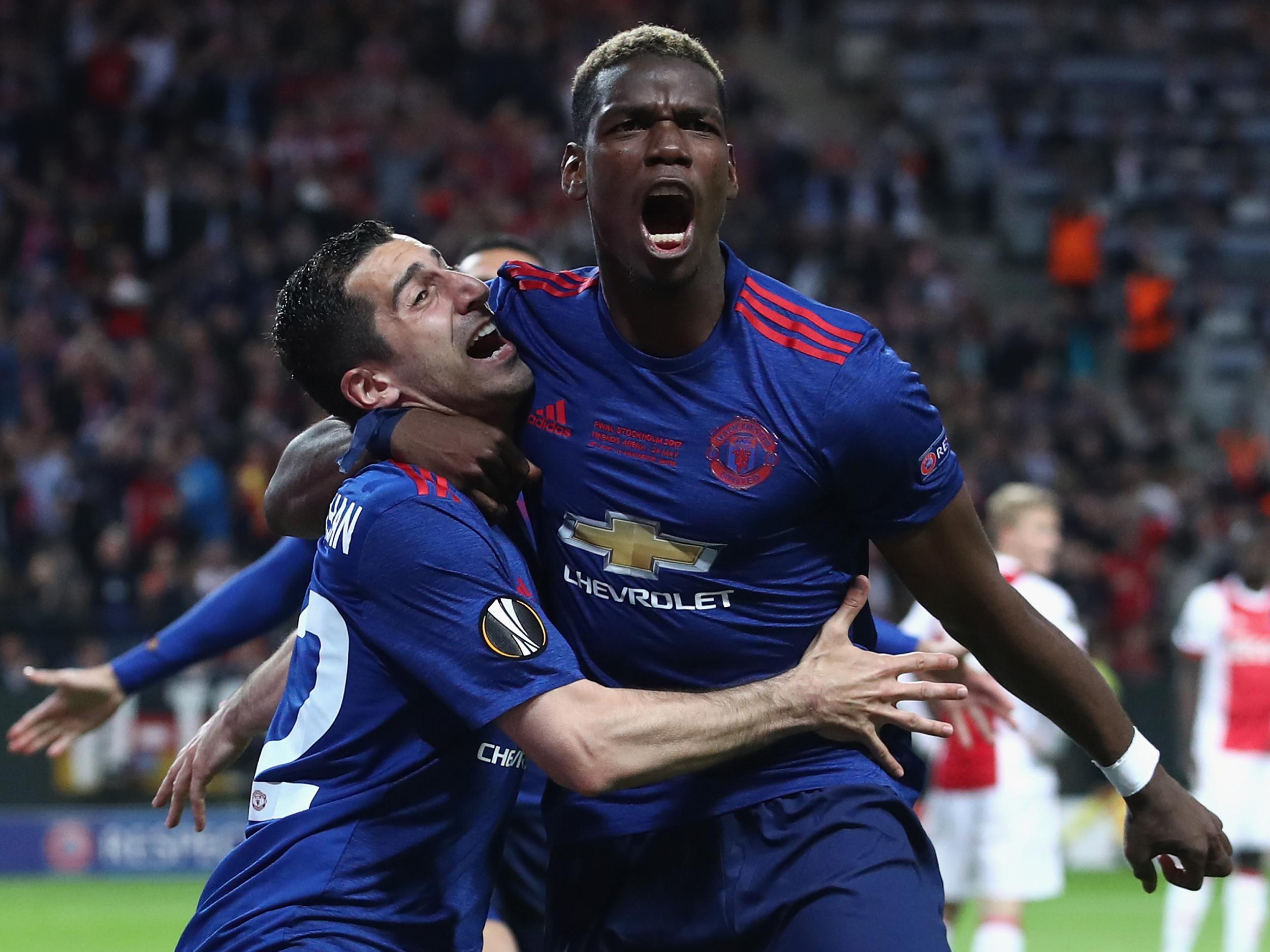 United's two goalscorers celebrate together