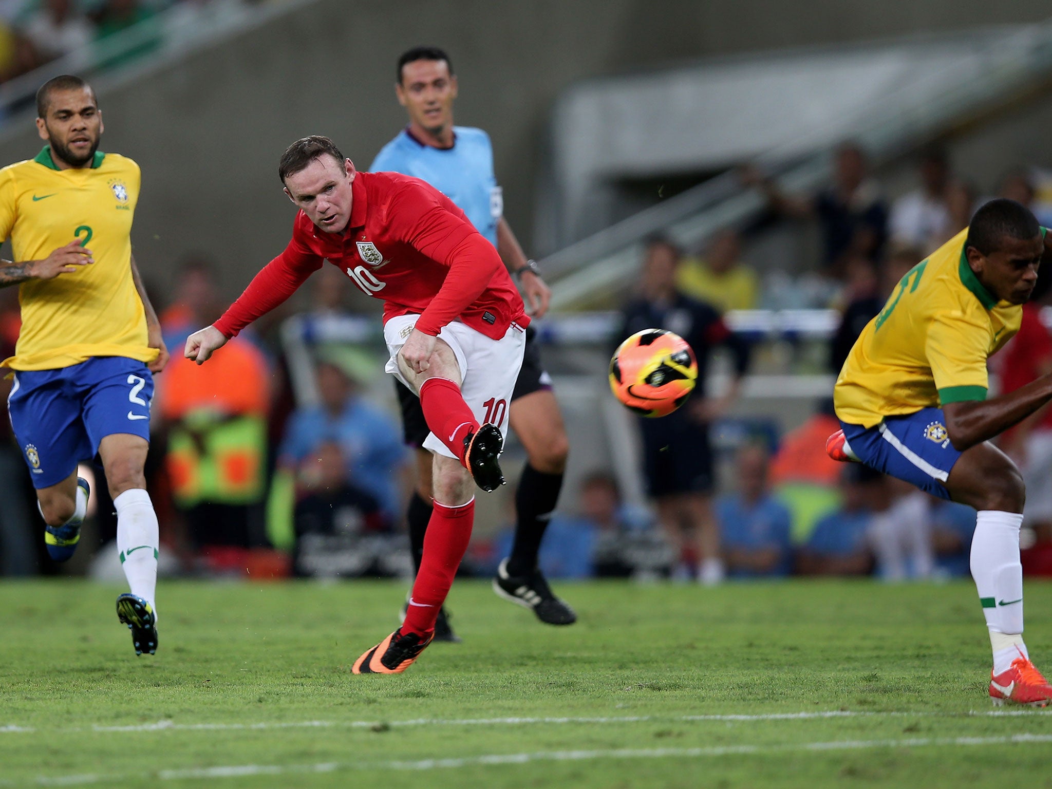 Rooney scores against Brazil at the Maracana