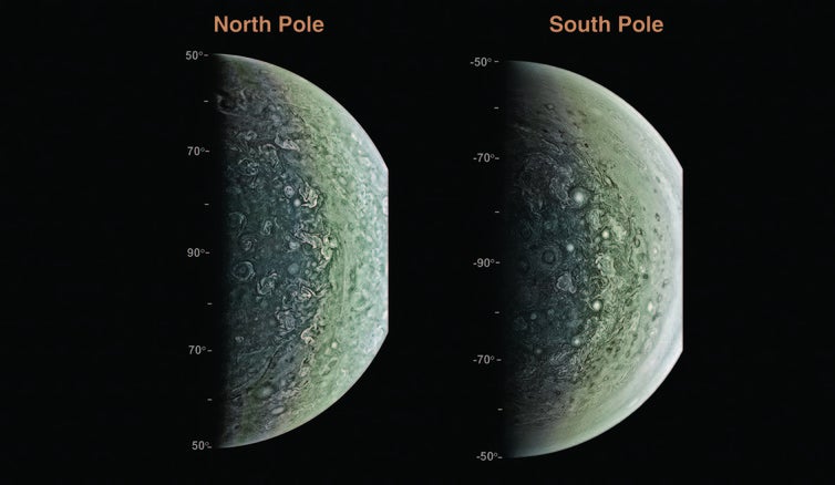 Poles apart: it all looks calm but Juno’s shots of Jupiter reveal a more turbulent surface than scientists expected