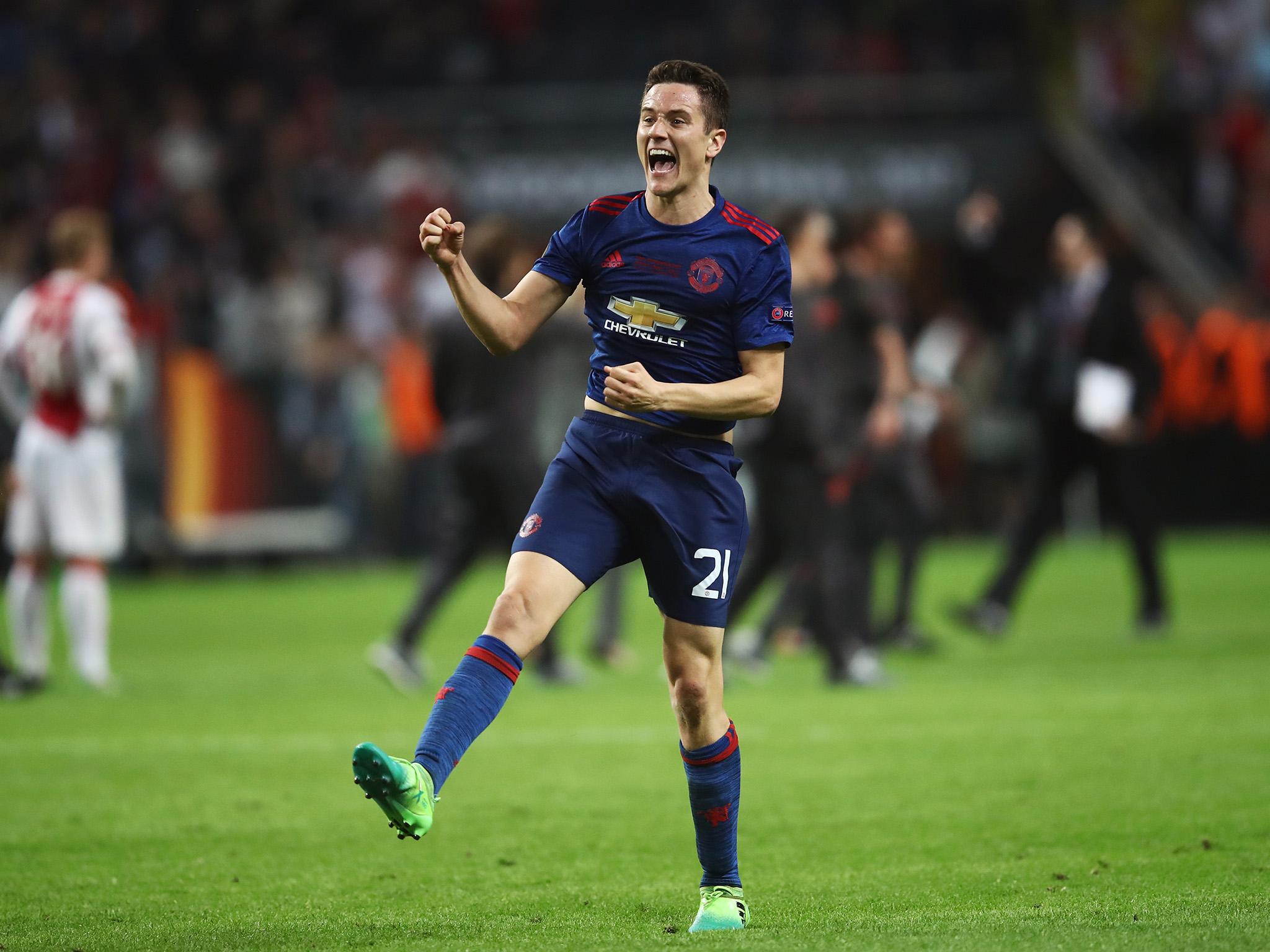 &#13;
Herrera celebrates after winning the Europa League &#13;