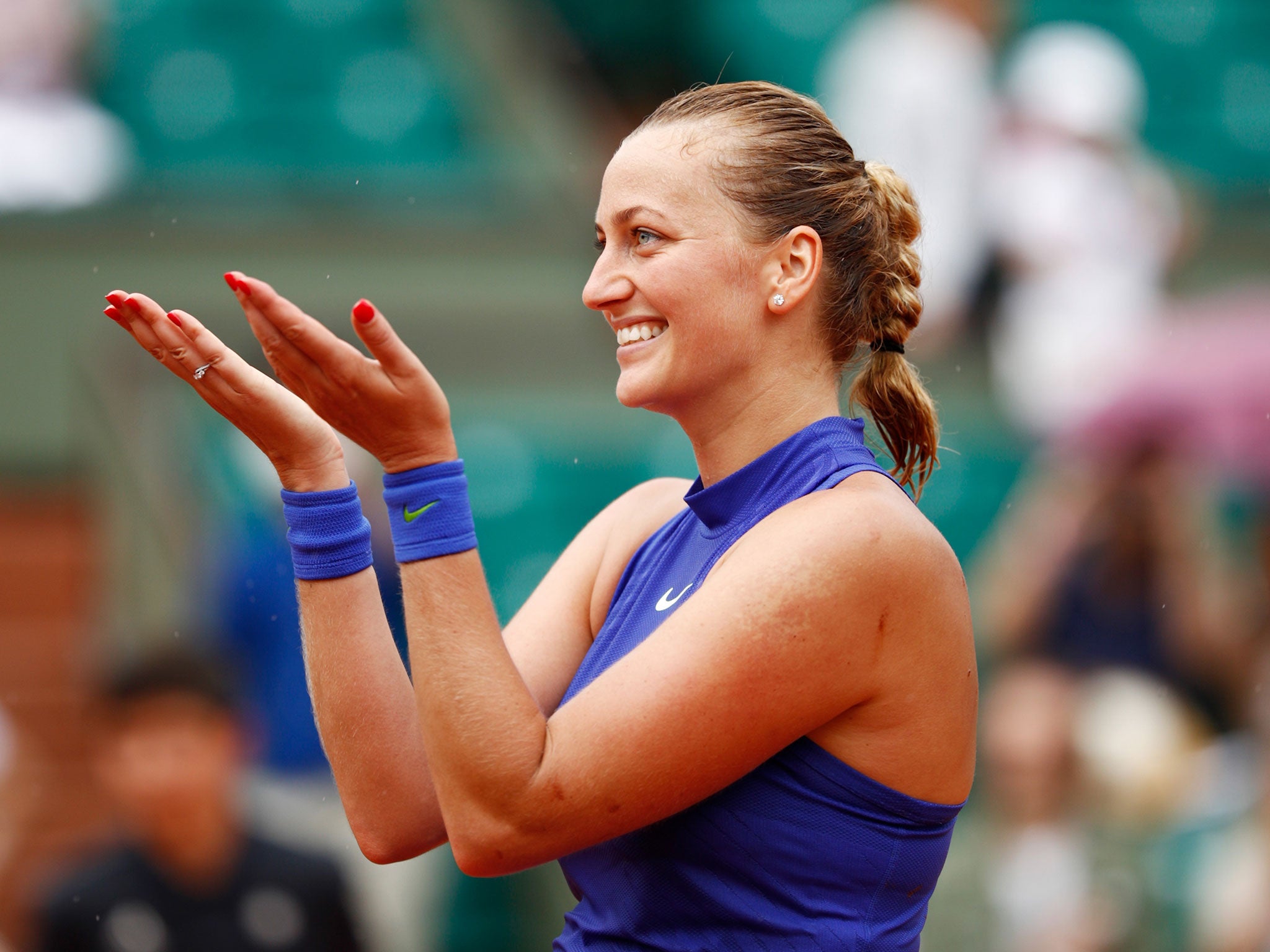 Petra Kvitova celebrates after securing victory