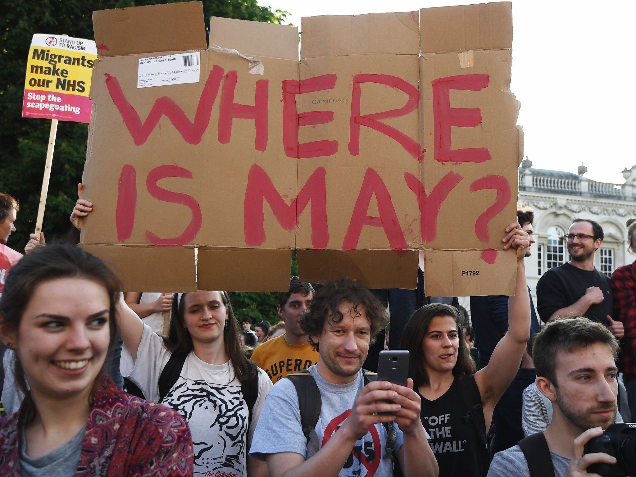 Labour supporters ahead of the BBC debate in Cambridge last night